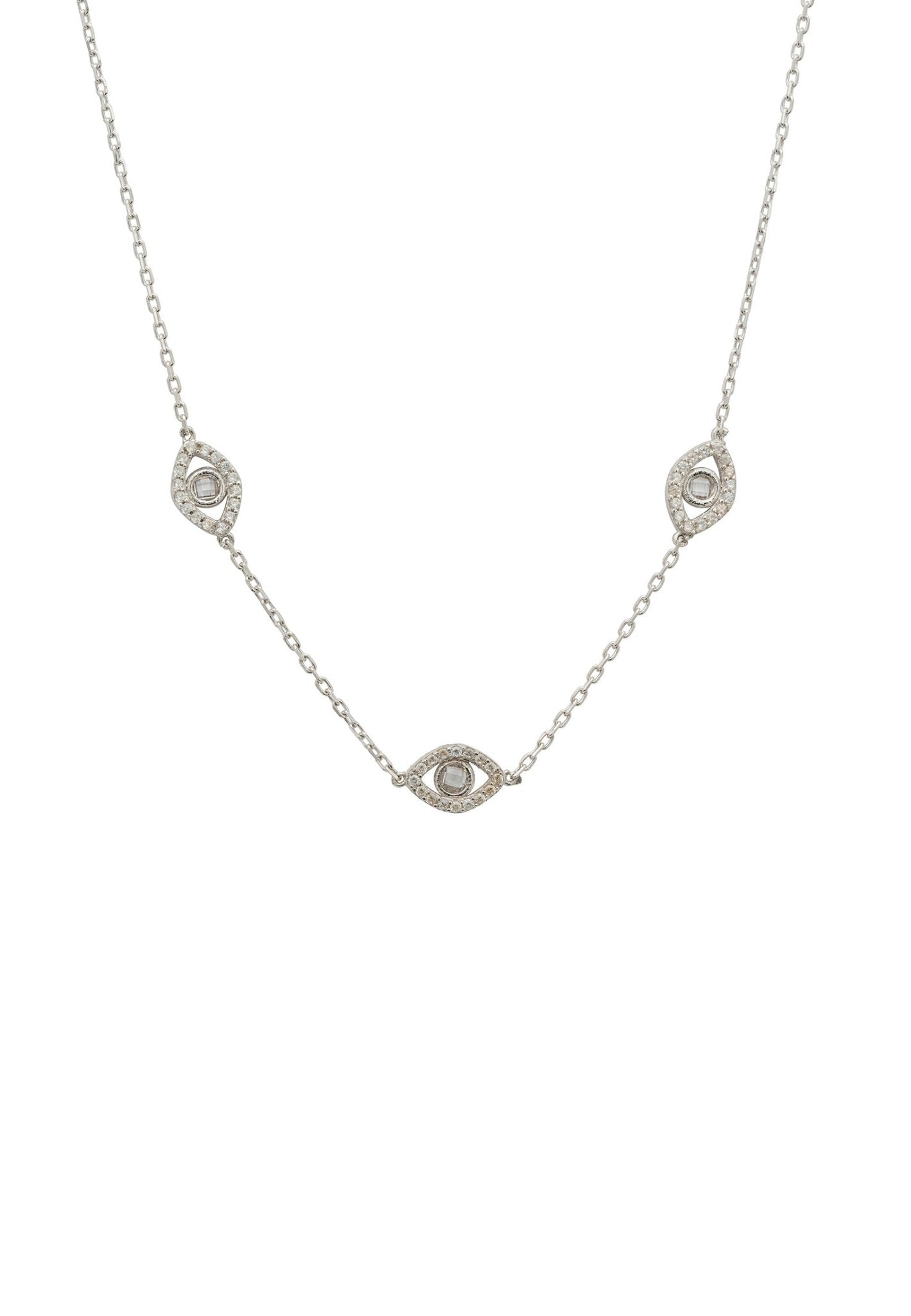Triple Elliptical Eyes Necklace Silver - LATELITA Necklaces