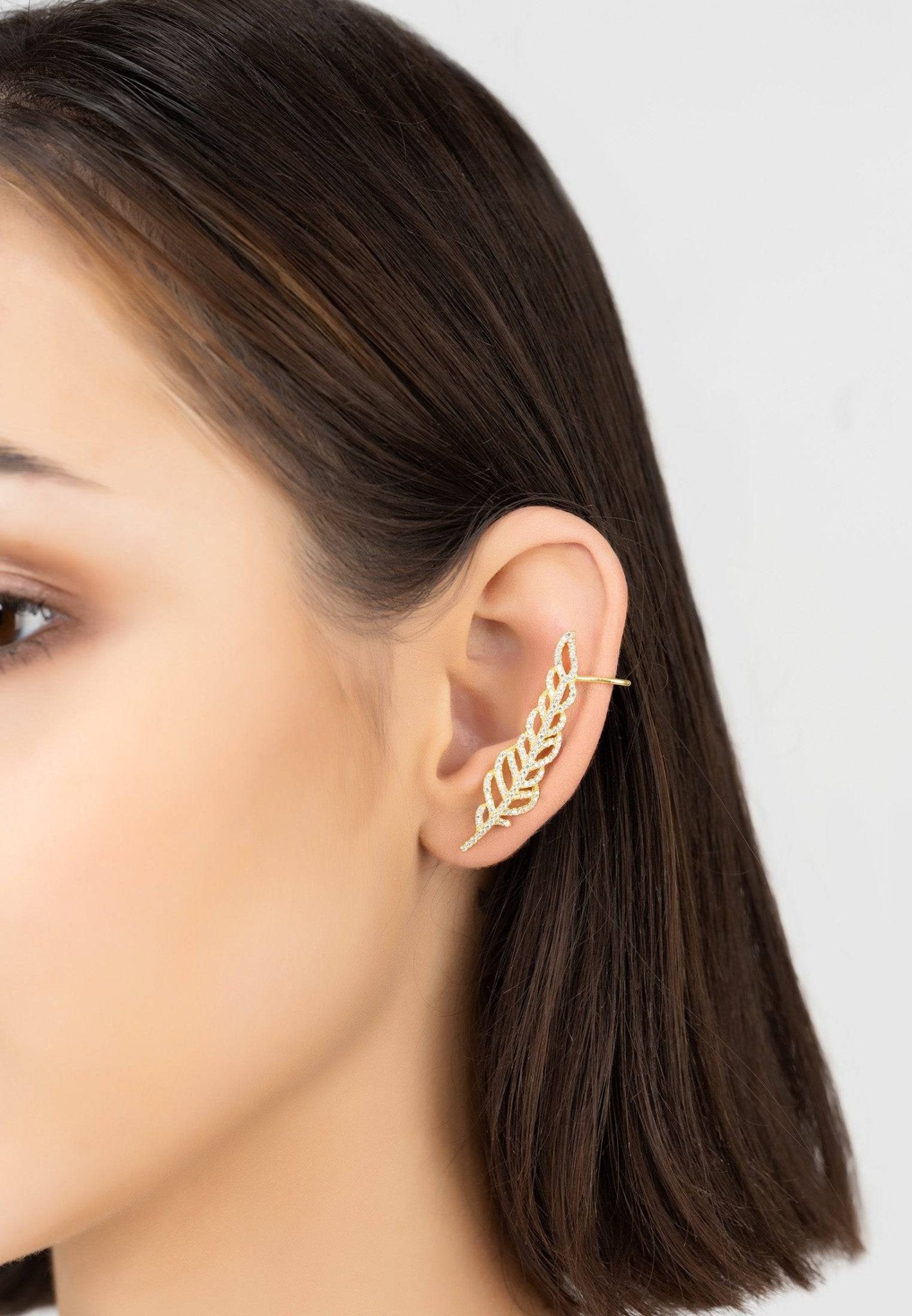 Tropical Leaf Ear Climbers Gold - LATELITA Earrings