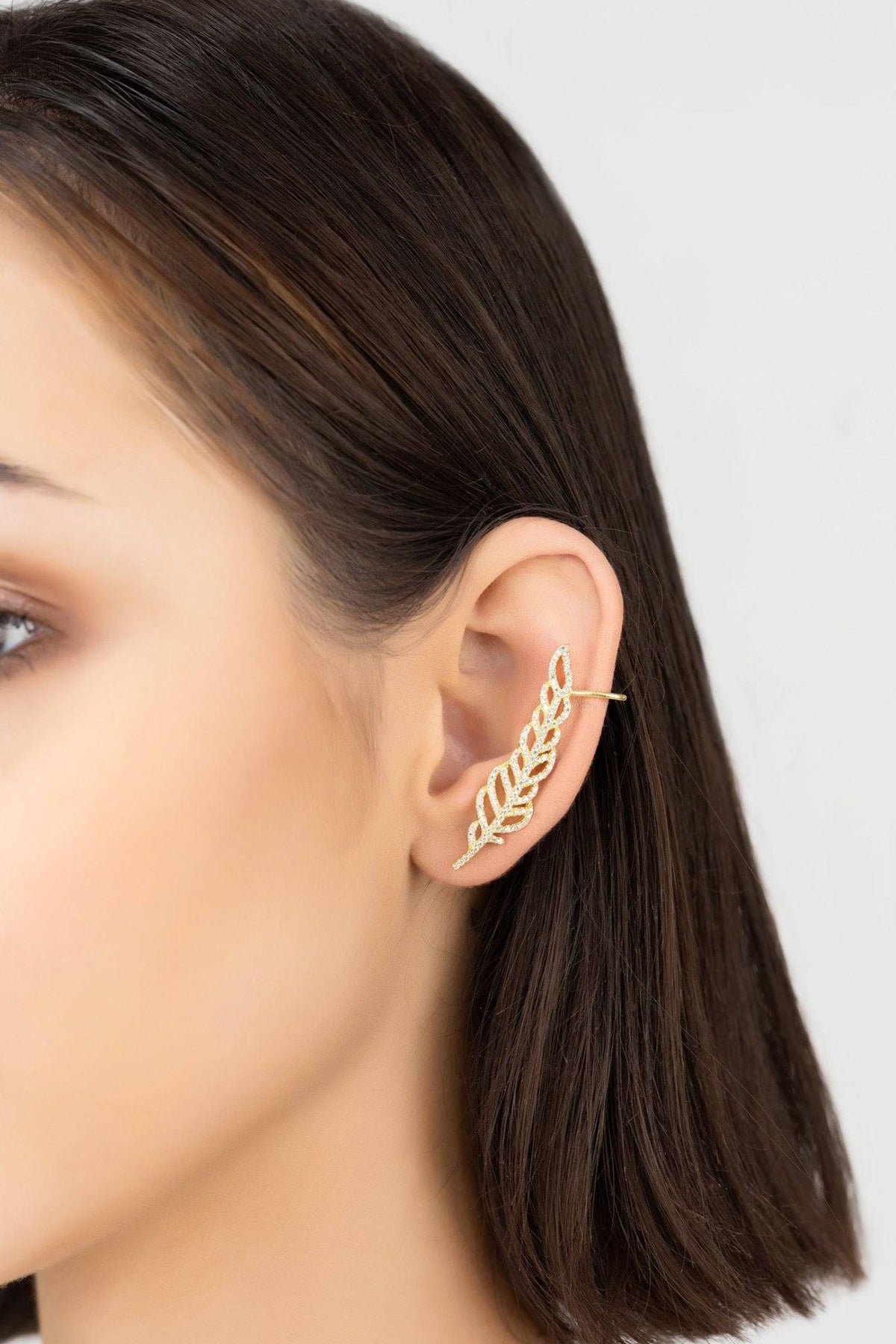 Tropical Leaf Ear Climbers Gold - LATELITA Earrings