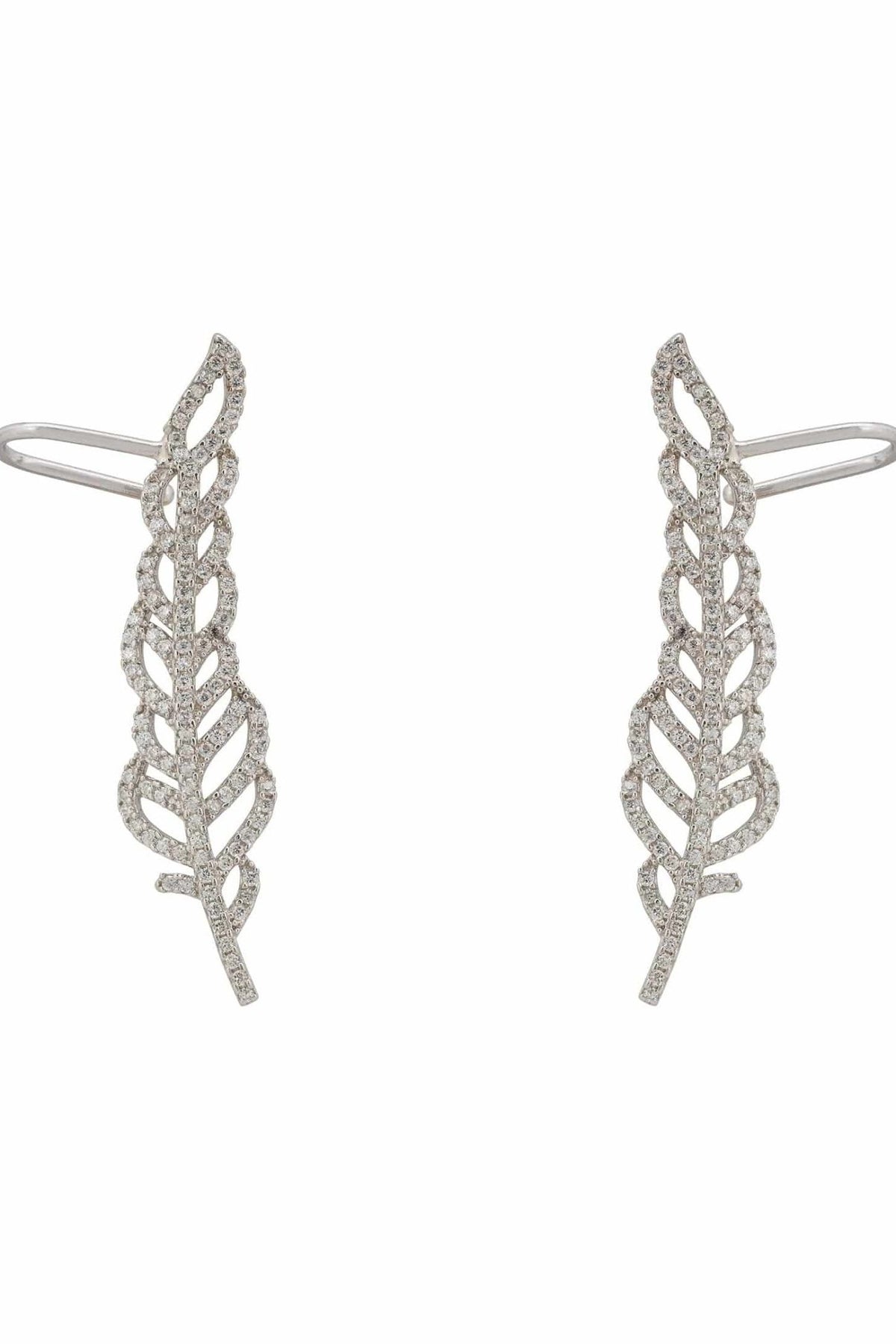 Tropical Leaf Ear Climbers Silver - LATELITA Earrings