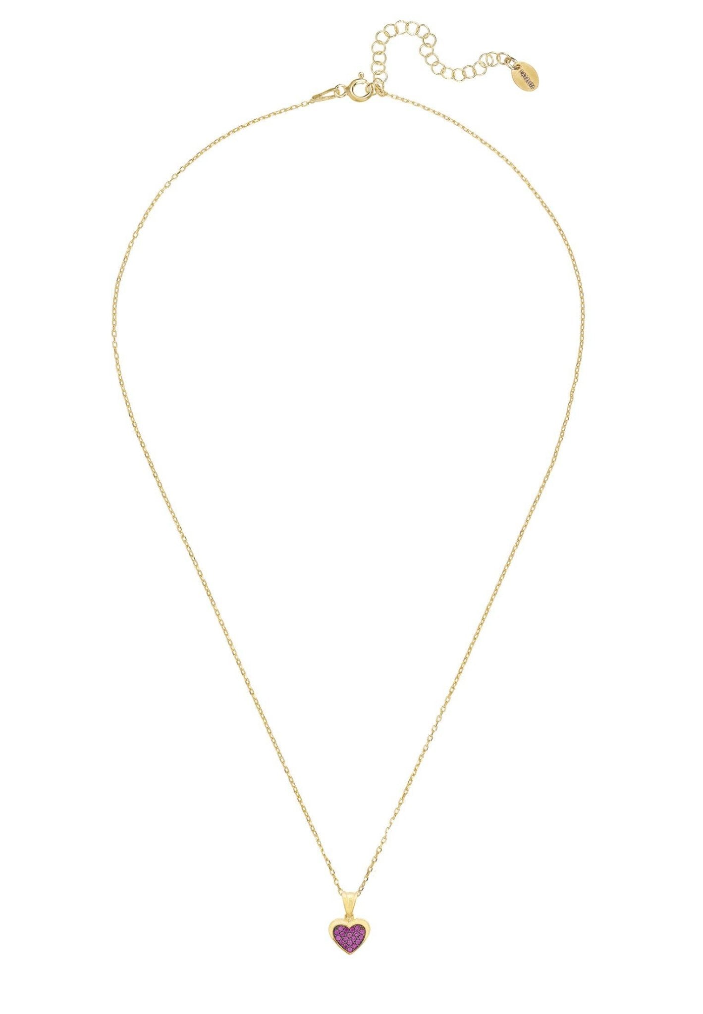 True Love Heart Necklace Gold Ruby Cz - LATELITA Necklaces