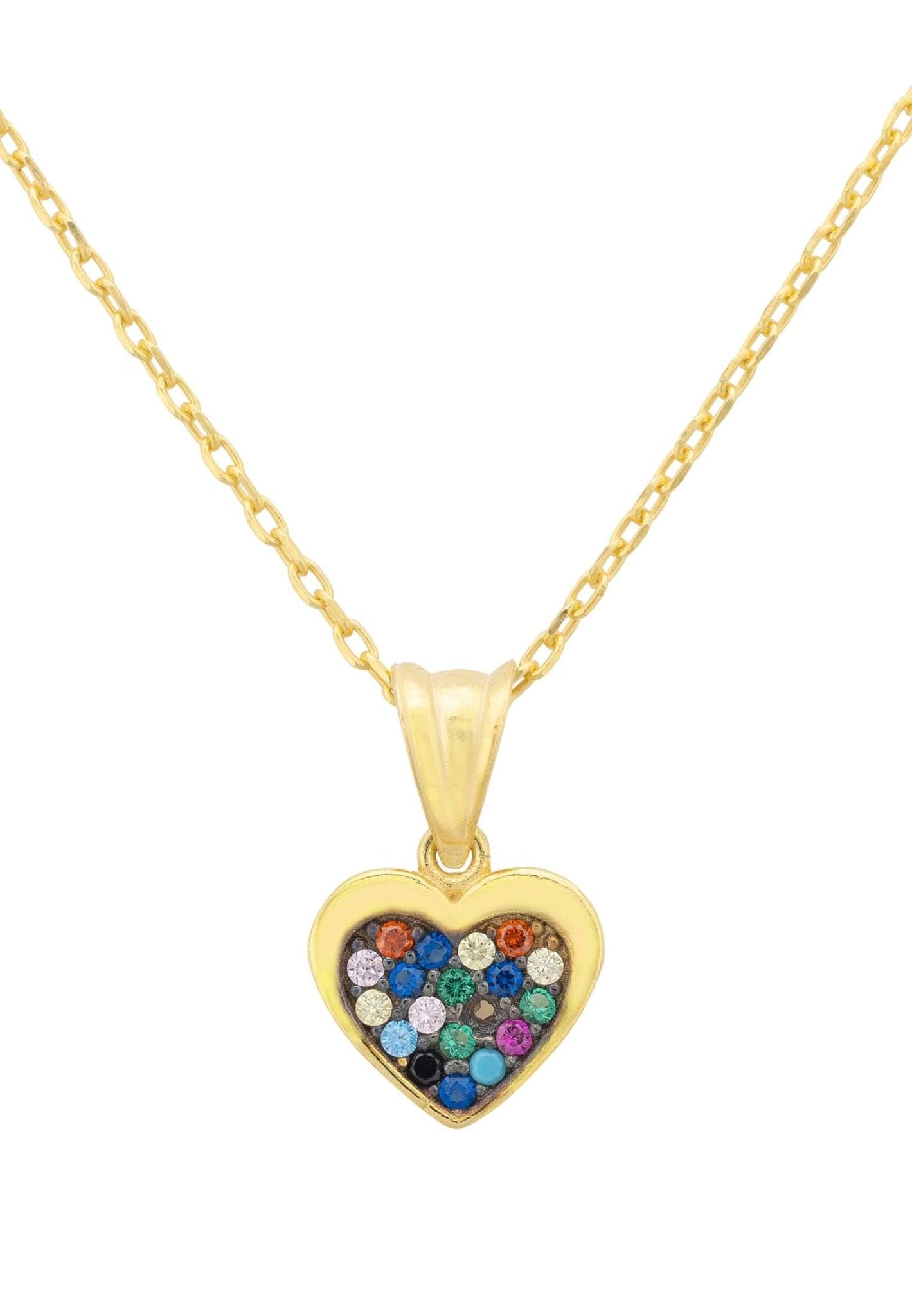 True Love Multicoloured Heart Necklace Gold - LATELITA Necklaces