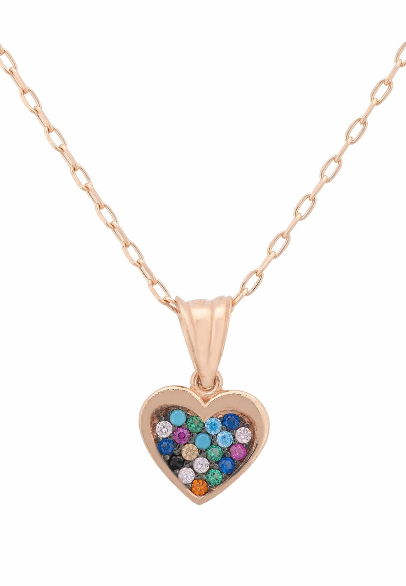 True Love Multicoloured Heart Necklace Rosegold - LATELITA Necklaces