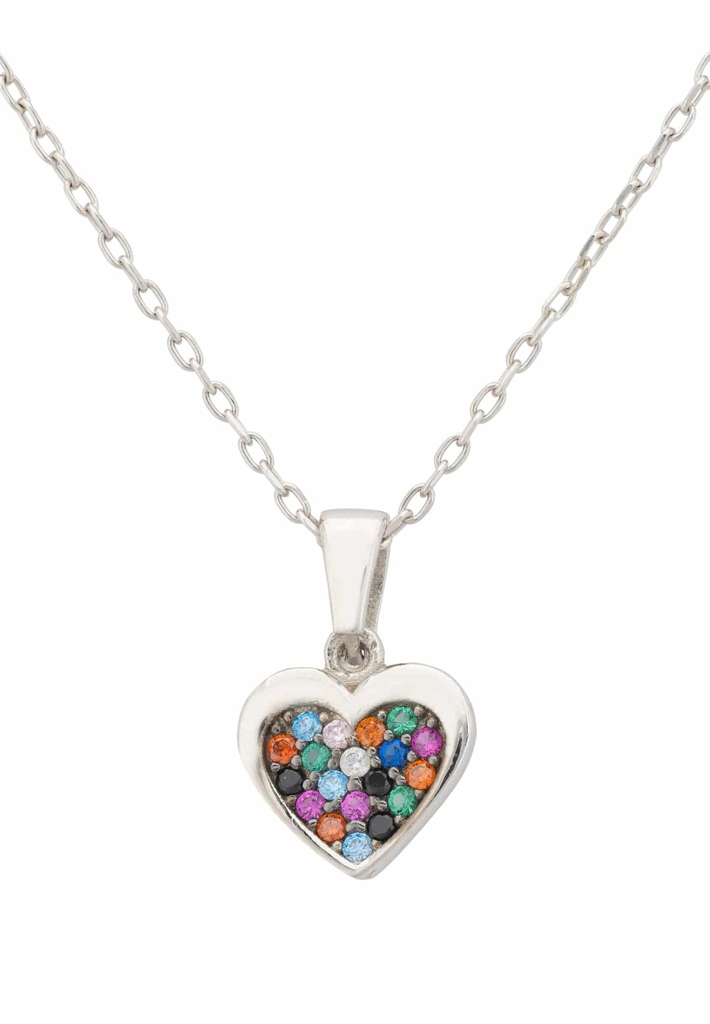 True Love Multicoloured Heart Necklace Silver - LATELITA Necklaces