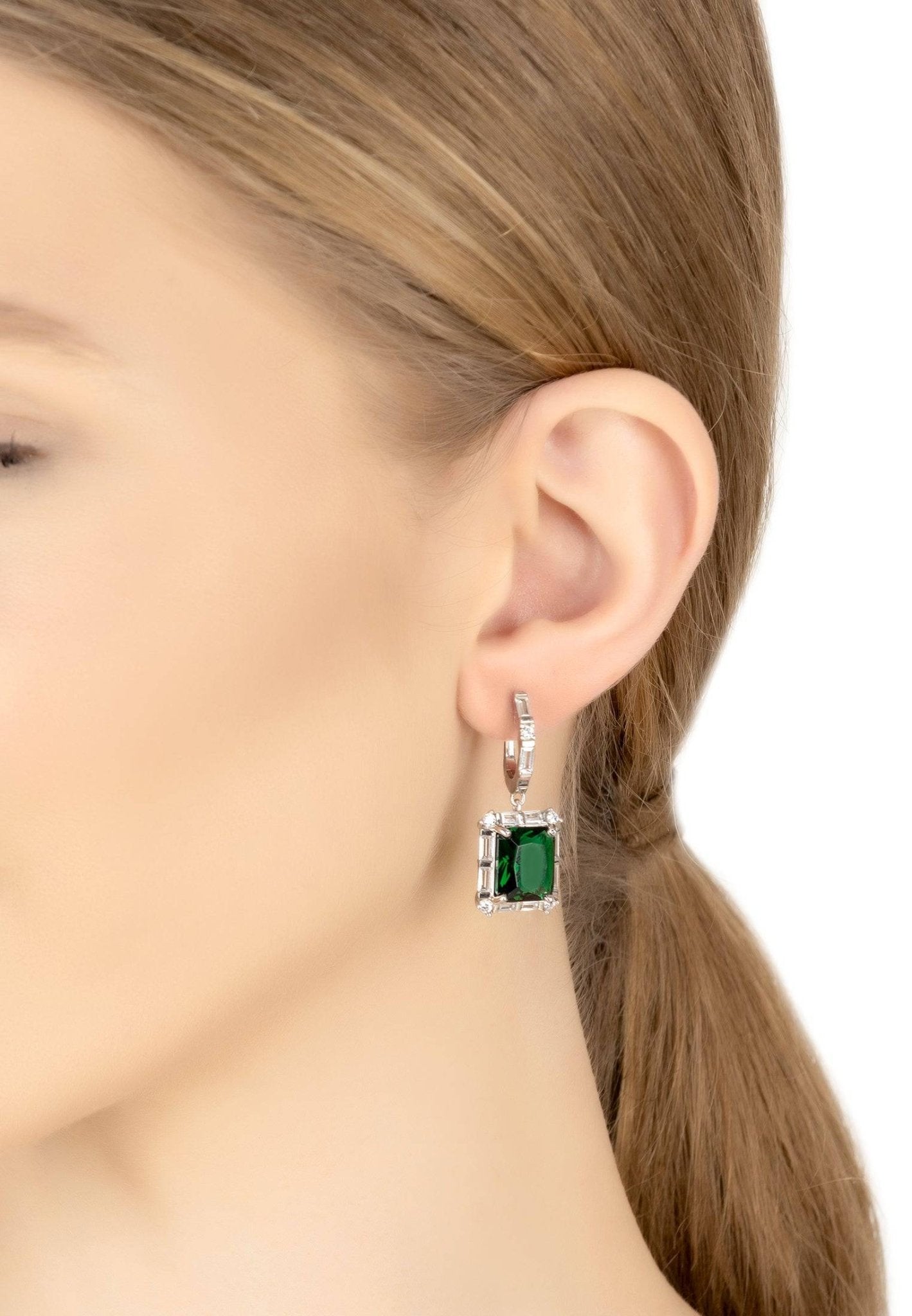 Tudor Silver Earring Emerald - LATELITA Earrings