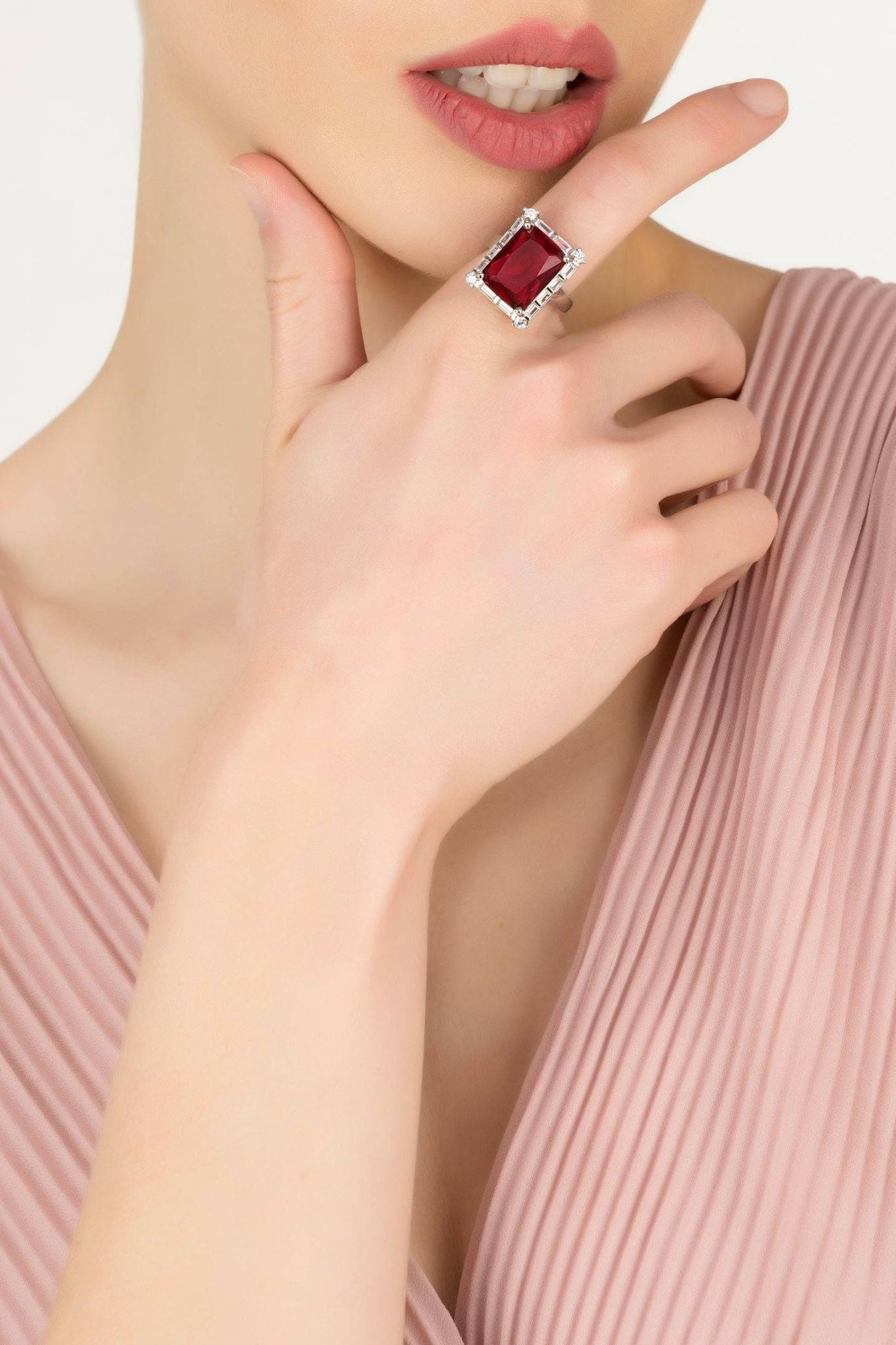 Tudor Silver Ring Ruby - LATELITA Rings