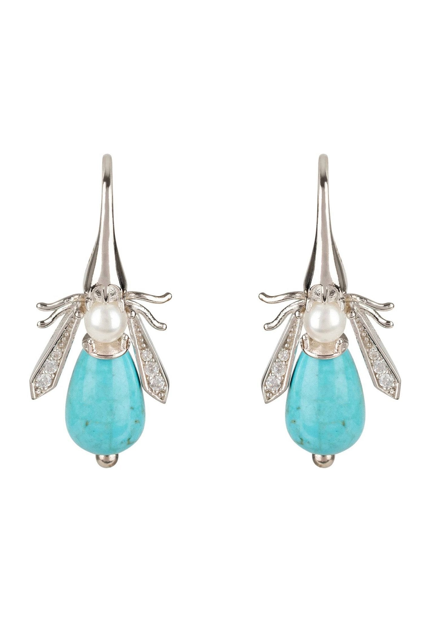 Turquoise Honey Bee Earrings Silver - LATELITA Earrings
