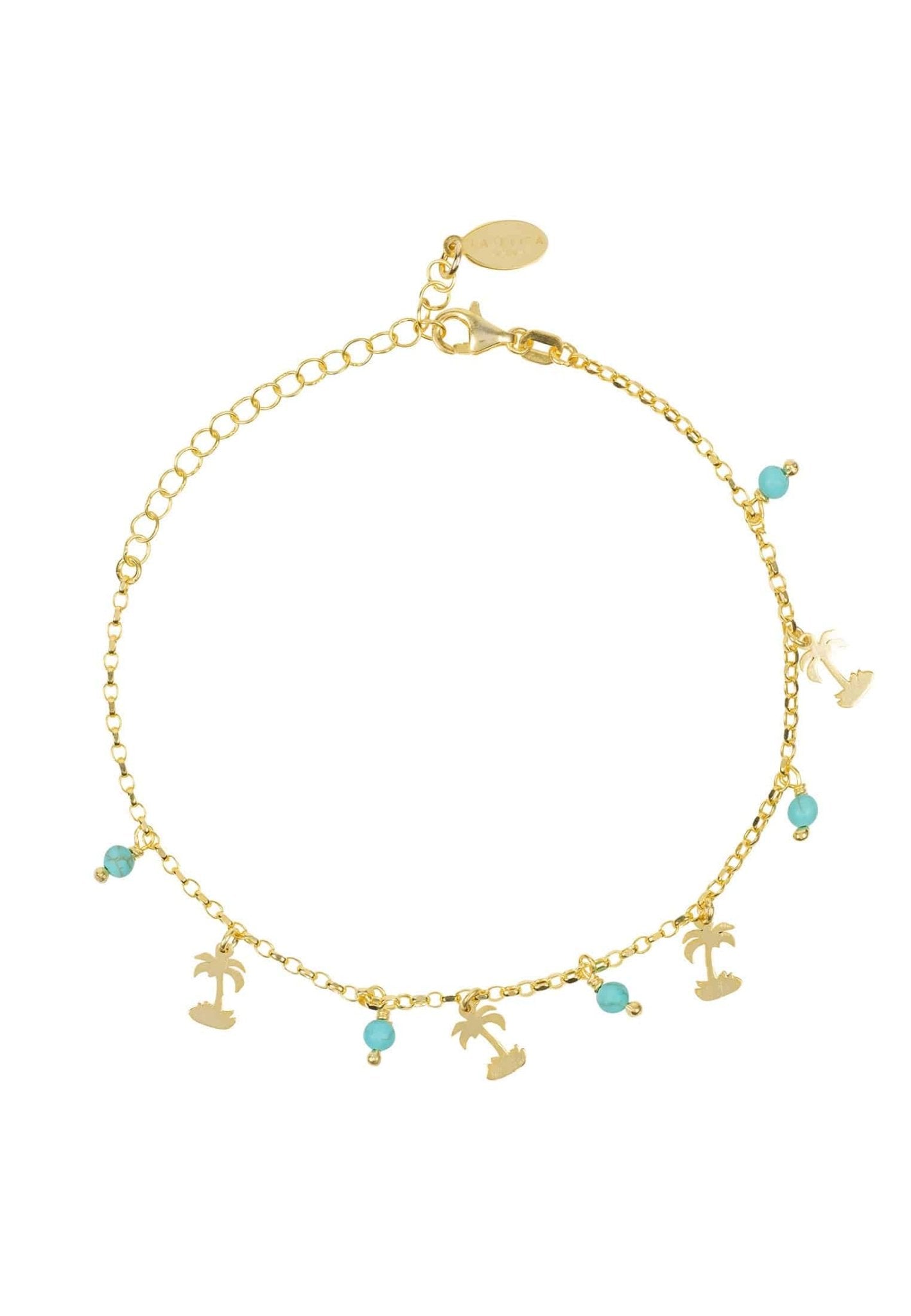Turquoise Palm Tree Gemstone Bracelet Gold - LATELITA Bracelets