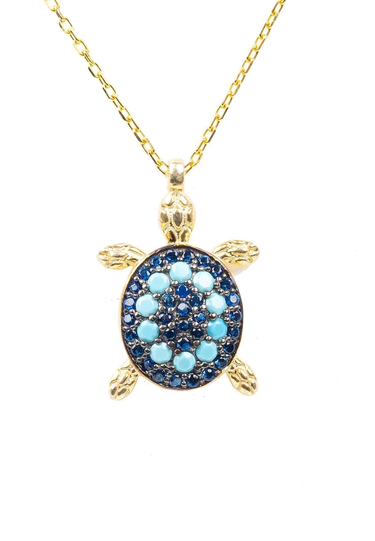 Turtle Turquoise Blue Pendant Necklace Gold - LATELITA Necklaces