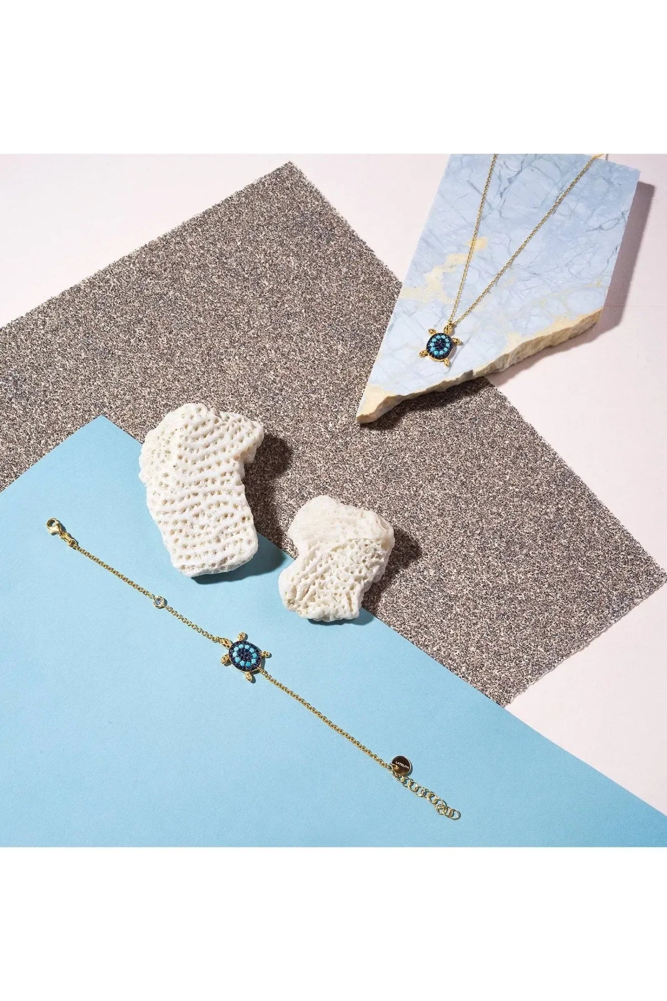 Turtle Turquoise Blue Pendant Necklace Gold - LATELITA Necklaces