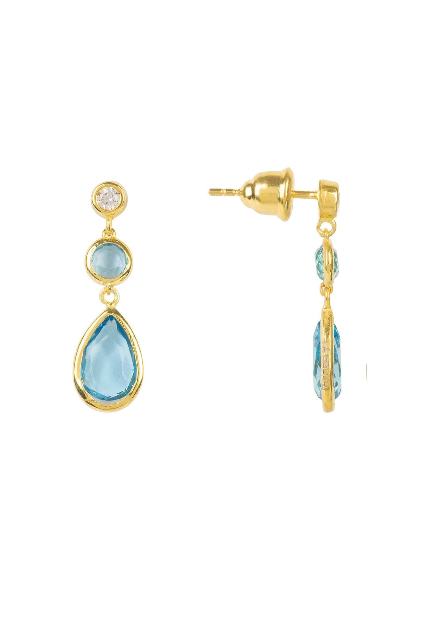Tuscany Gemstone Drop Earring Gold Blue Topaz - LATELITA Earrings