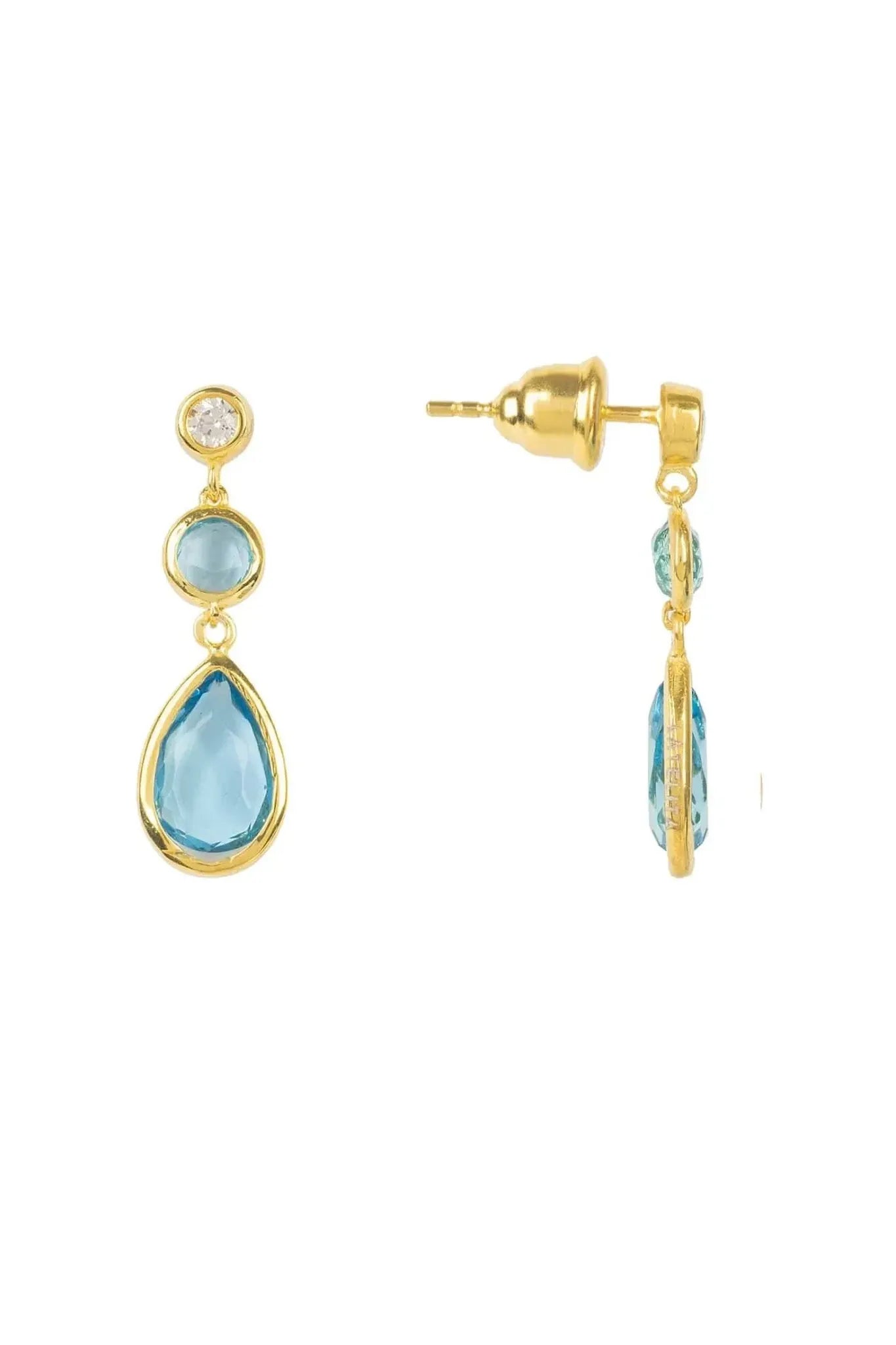 Tuscany Gemstone Drop Earring Gold Blue Topaz - LATELITA Earrings