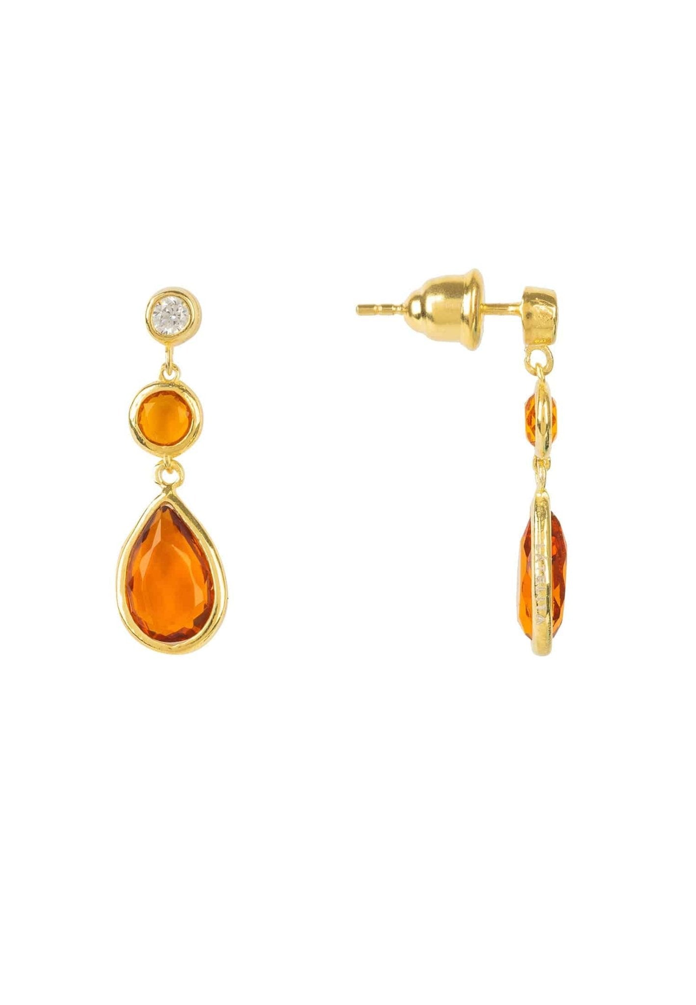 Tuscany Gemstone Drop Earring Gold Citrine - LATELITA Earrings