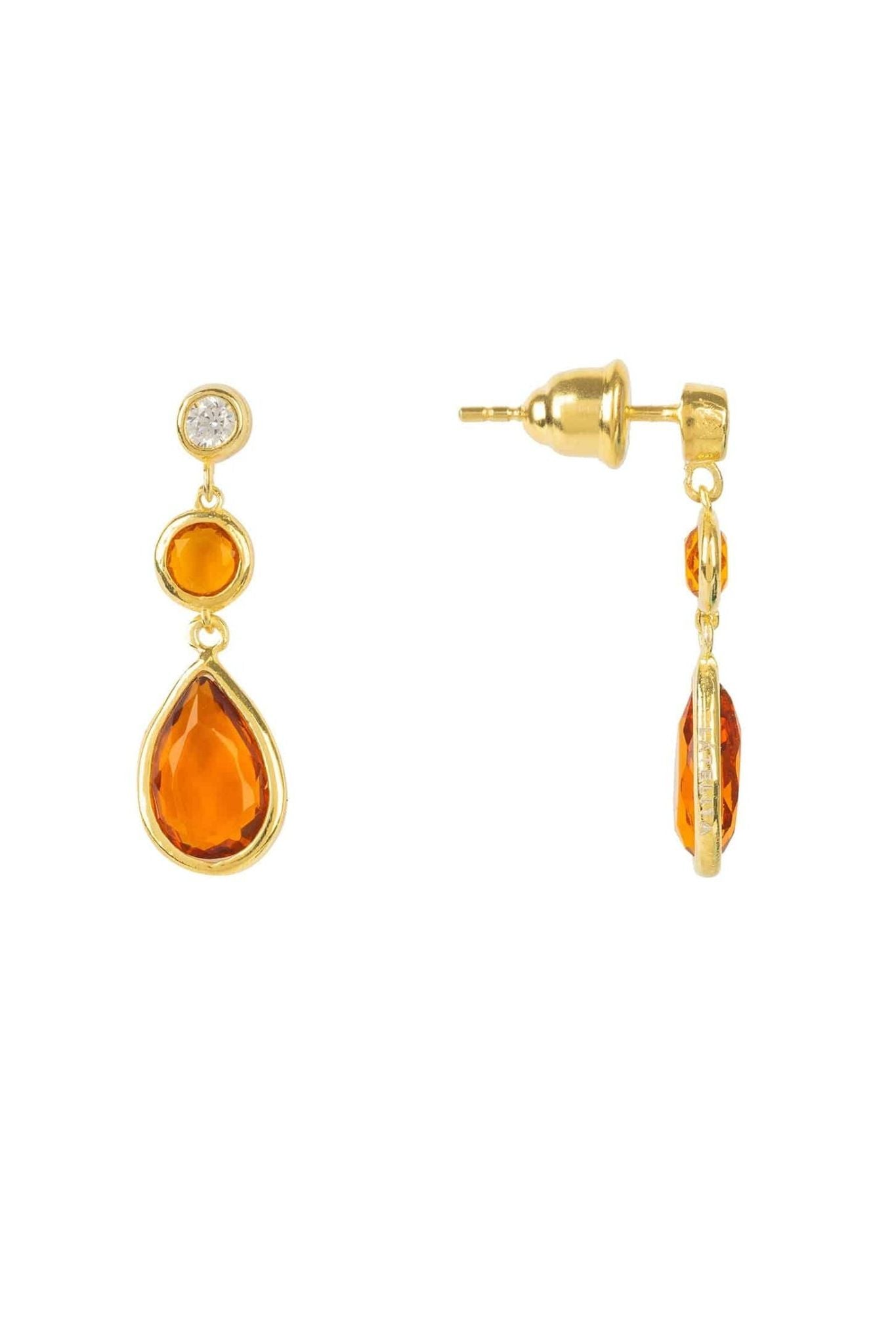 Tuscany Gemstone Drop Earring Gold Citrine - LATELITA Earrings