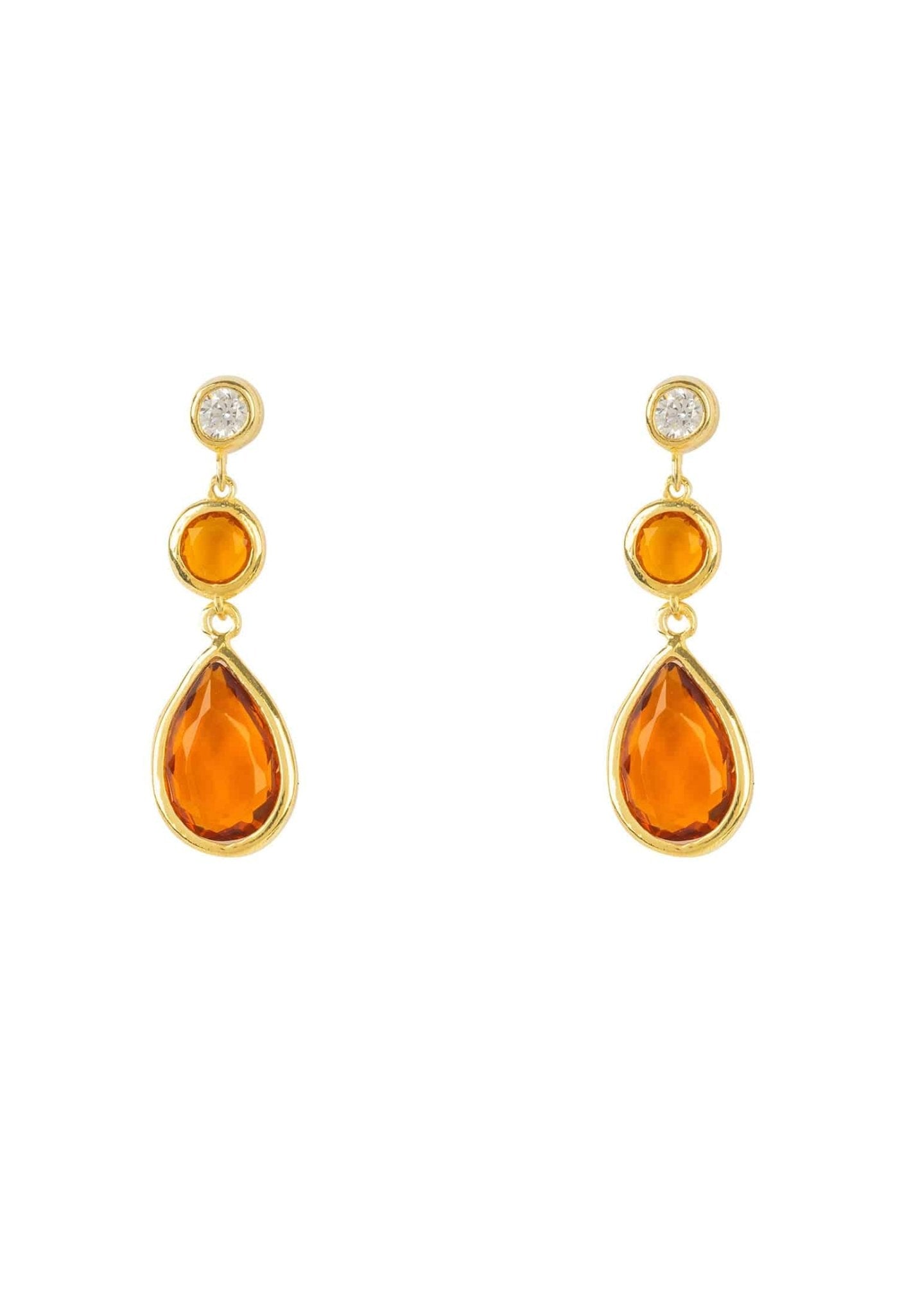 Tuscany Gemstone Drop Earring Gold Citrine - LATELITA Earrings