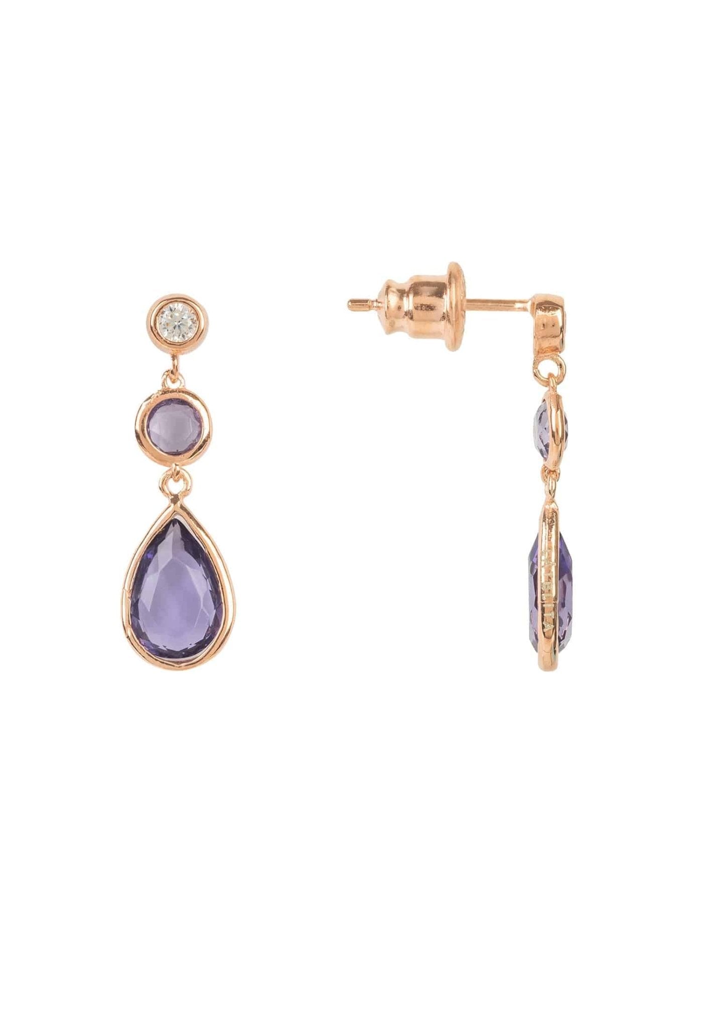 Tuscany Gemstone Drop Earring Rose Gold Amethyst - LATELITA Earrings