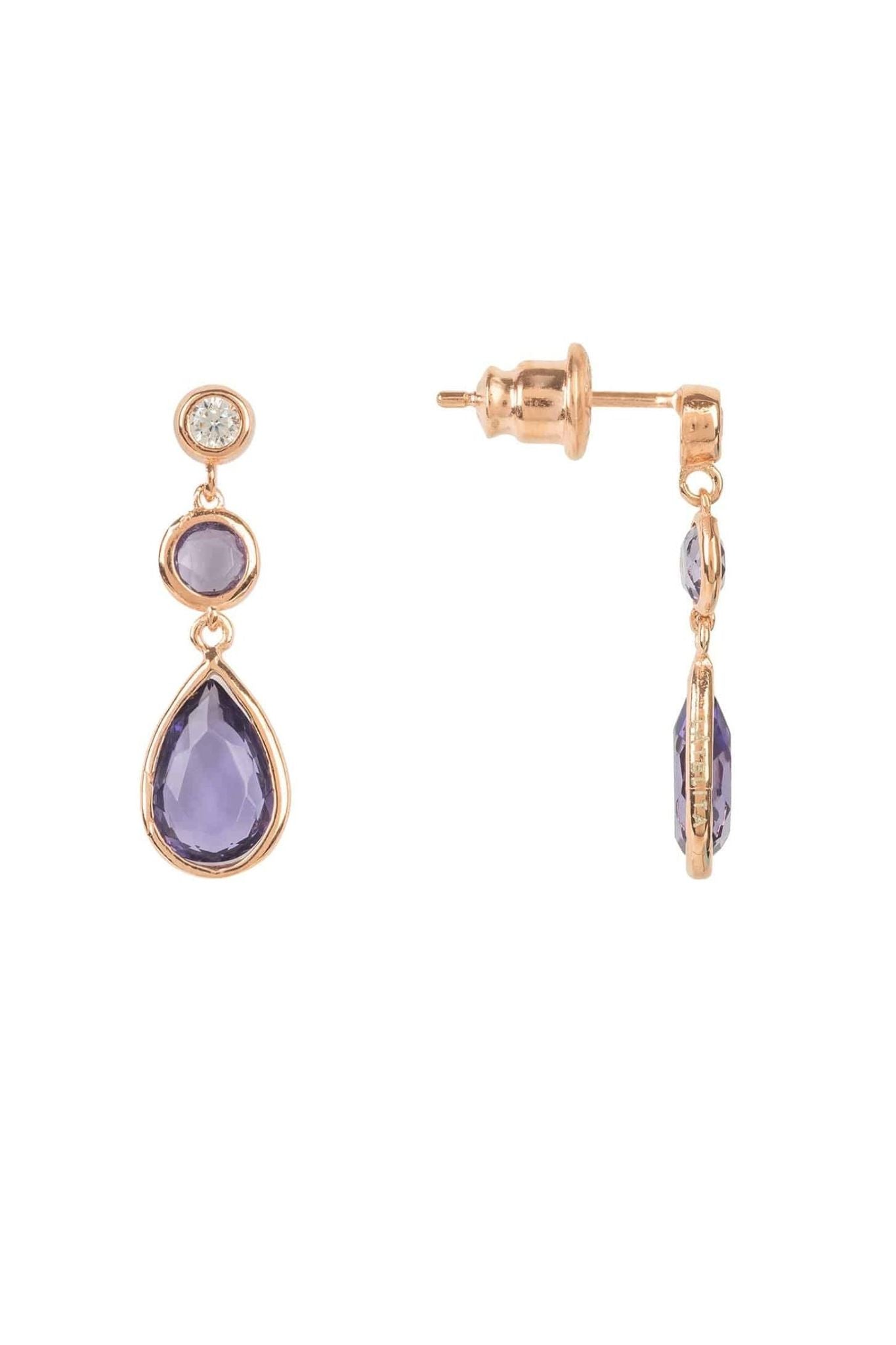 Tuscany Gemstone Drop Earring Rose Gold Amethyst - LATELITA Earrings