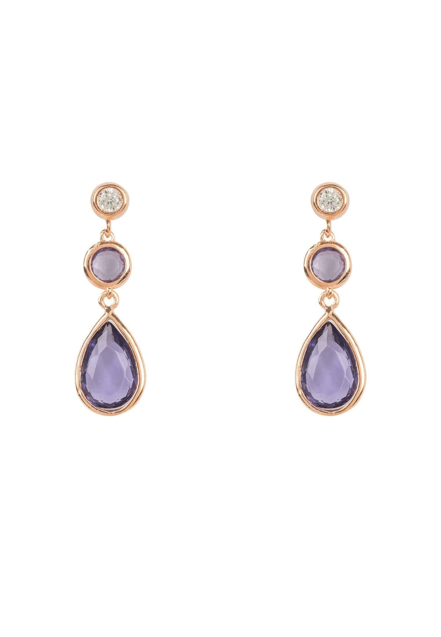 Tuscany Gemstone Drop Earring Rose Gold Amethyst - LATELITA Earrings