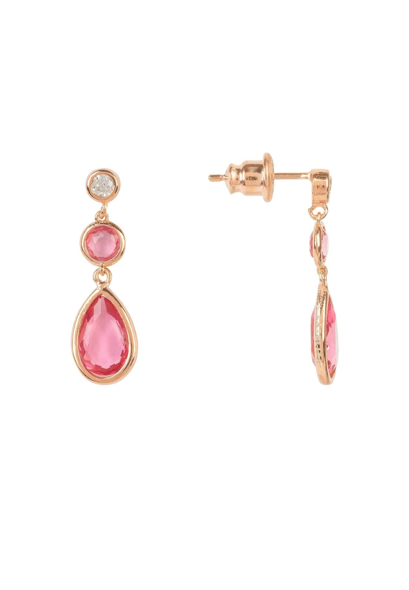 Tuscany Gemstone Drop Earring Rose Gold Pink Tourmaline - LATELITA Earrings