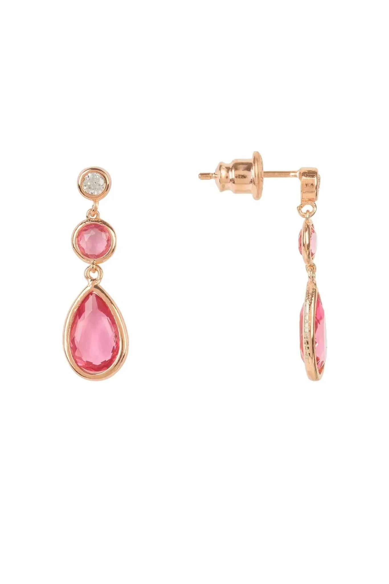Tuscany Gemstone Drop Earring Rose Gold Pink Tourmaline - LATELITA Earrings
