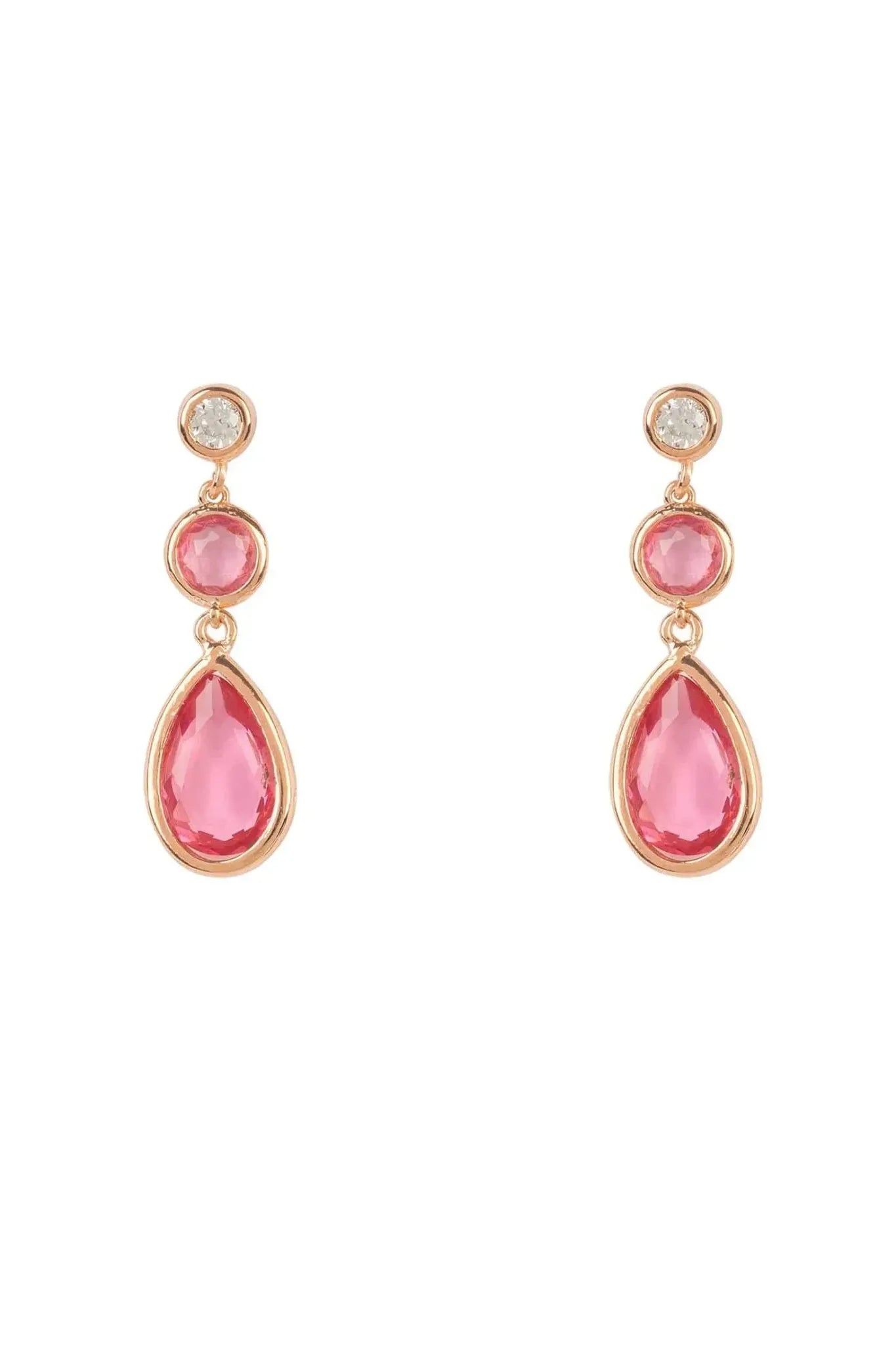 Tuscany Gemstone Drop Earring Rose Gold Pink Tourmaline - LATELITA Earrings