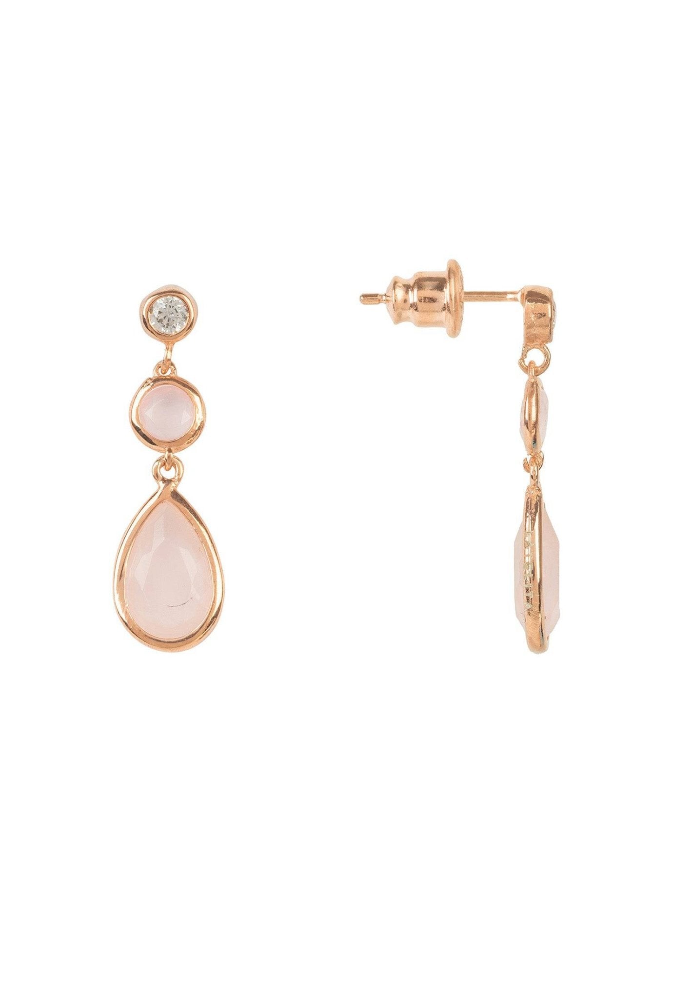 Tuscany Gemstone Drop Earring Rose Gold Rose Quartz - LATELITA Earrings