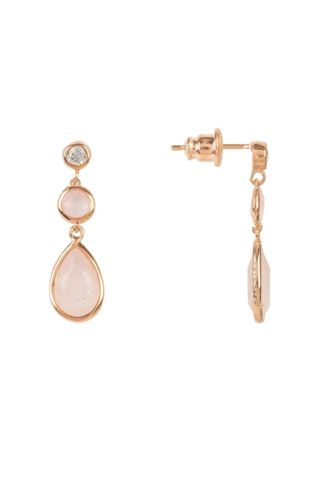 Tuscany Gemstone Drop Earring Rose Gold Rose Quartz - LATELITA Earrings