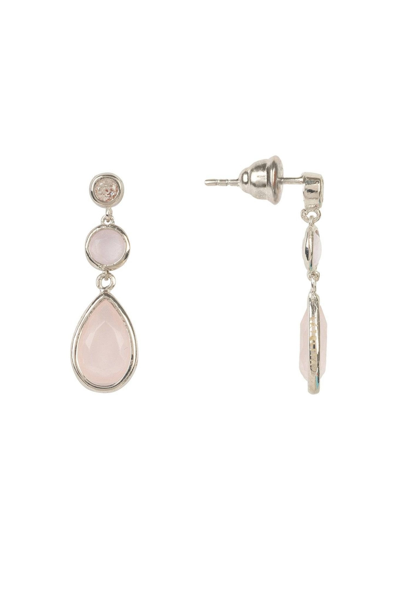 Tuscany Gemstone Drop Earring Silver Rose Quartz - LATELITA Earrings