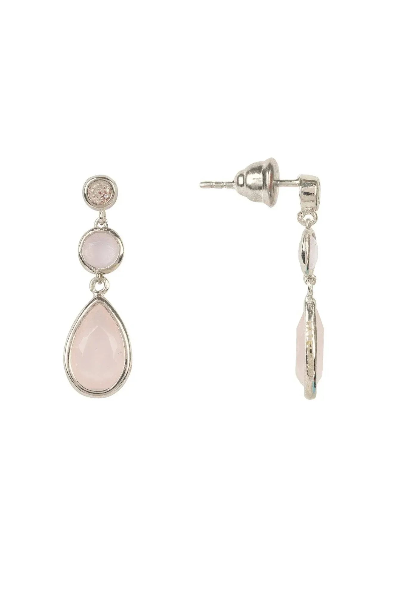 Tuscany Gemstone Drop Earring Silver Rose Quartz - LATELITA Earrings