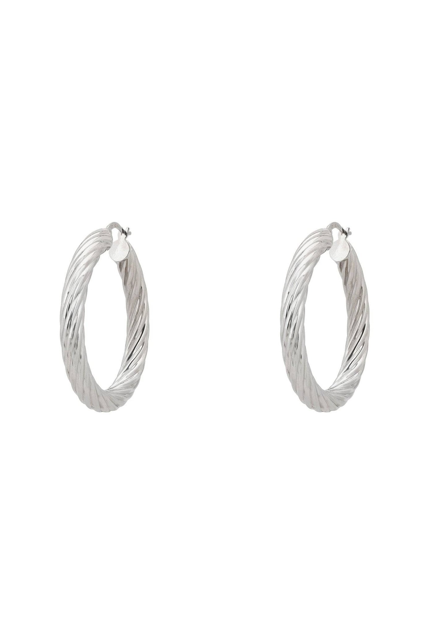 Twisted Creole Hoop Earrings Silver - LATELITA Earrings