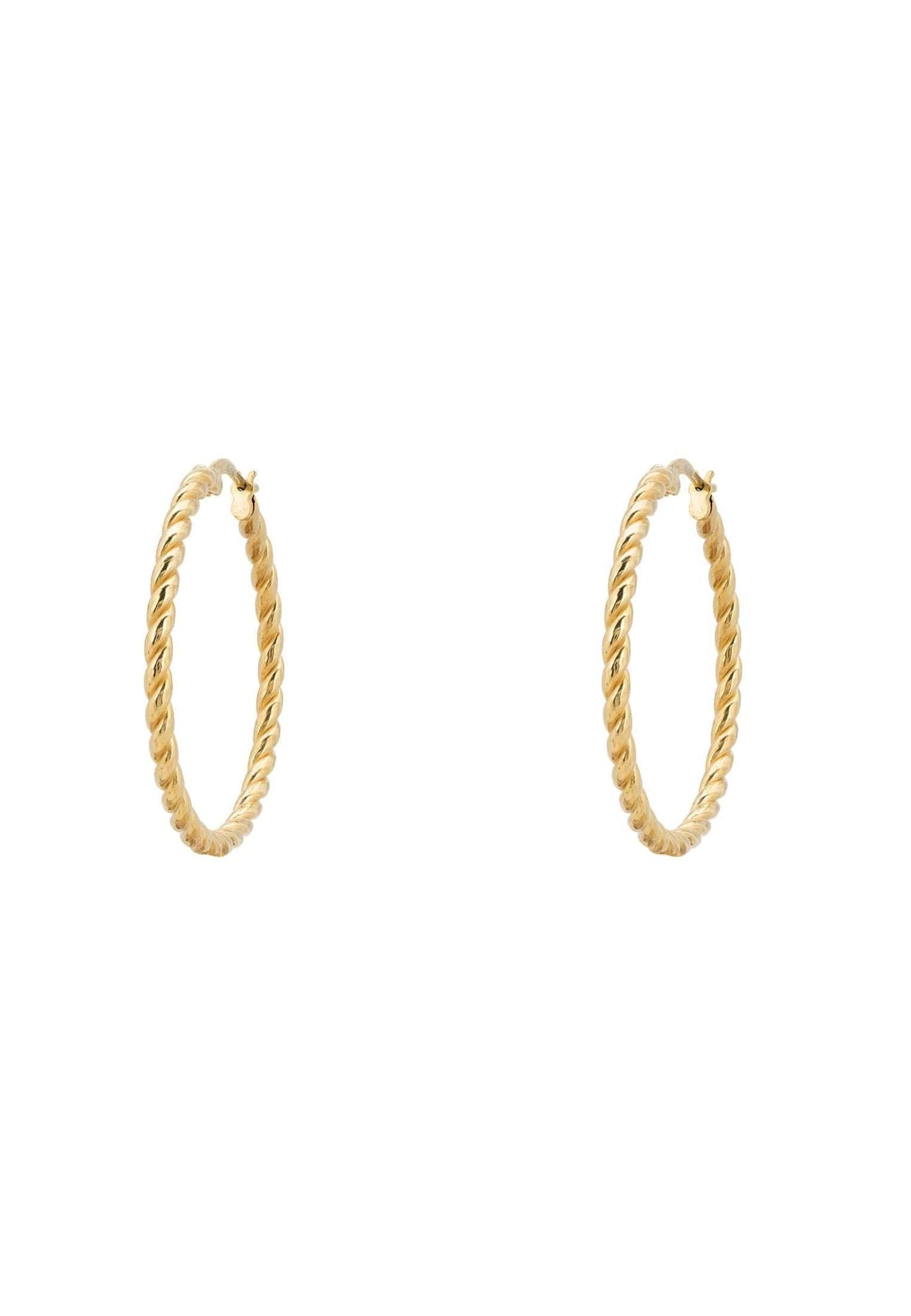 Twisted Flax Large Hoop Earrings Gold - LATELITA Earrings