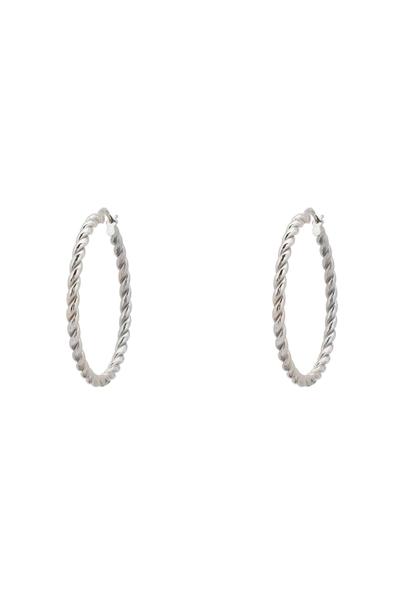 Twisted Flax Large Hoop Earrings Silver - LATELITA Earrings