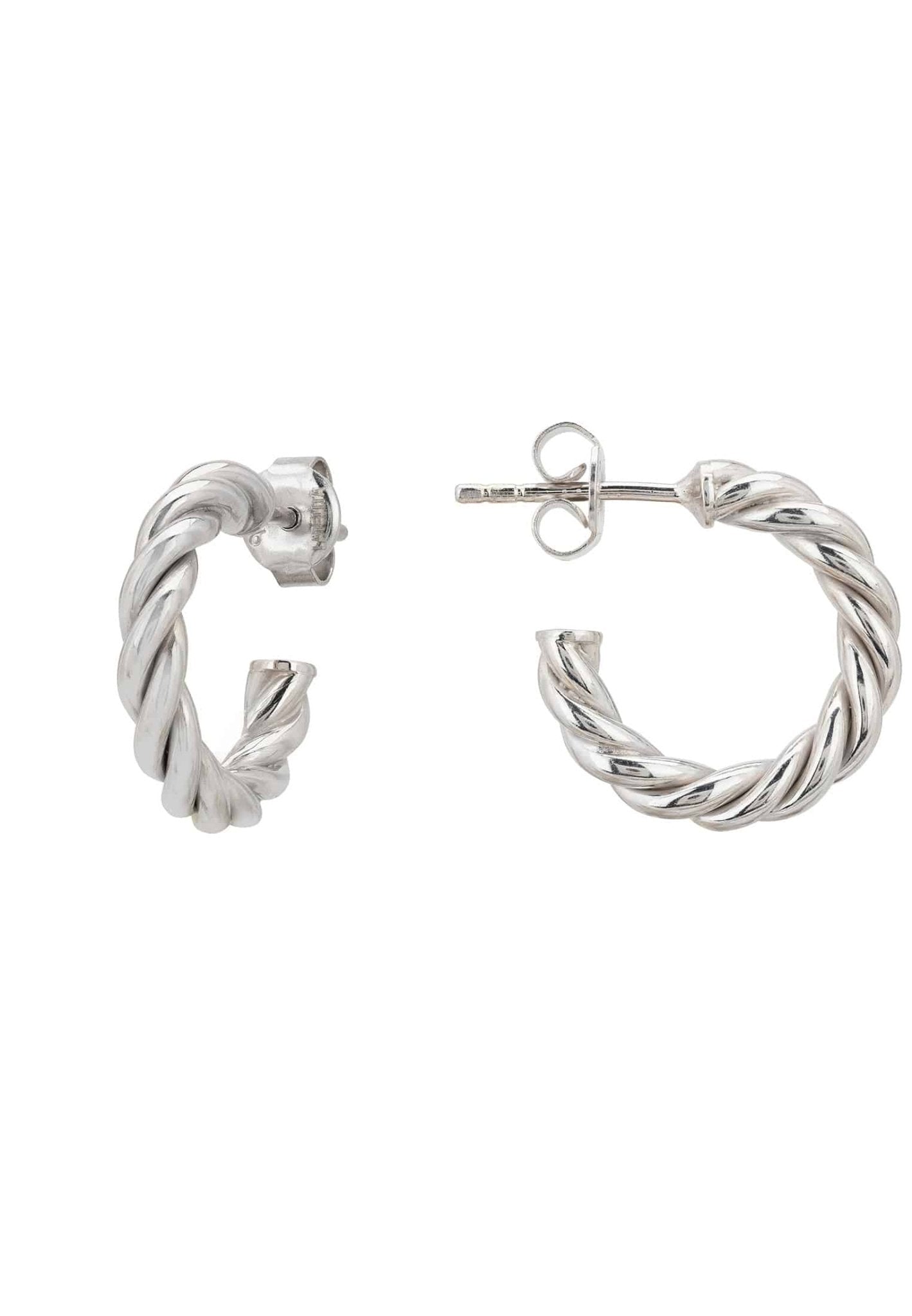 Twisted Rope Hoop Earrings Silver - LATELITA Earrings