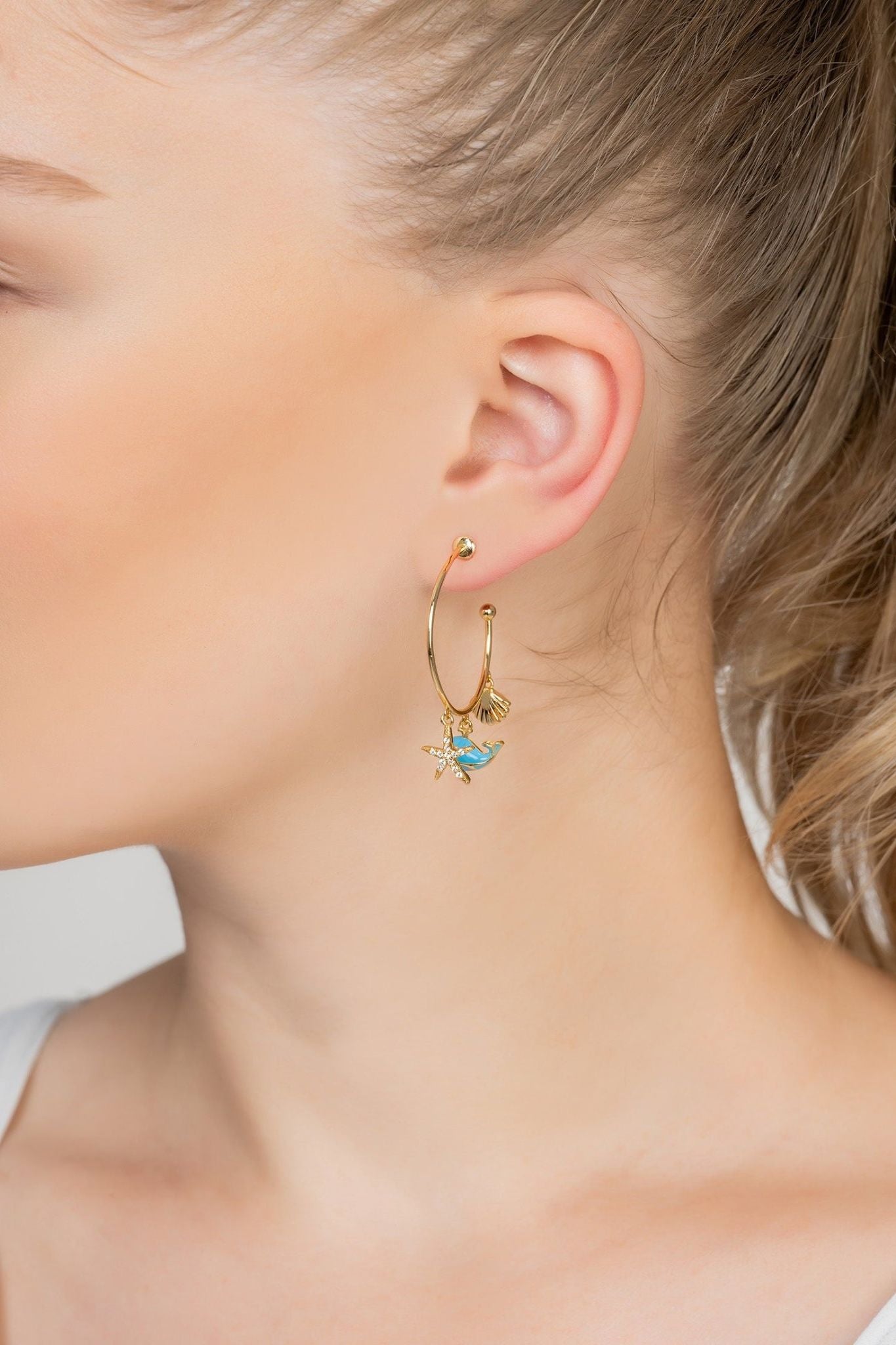 Under The Sea Hoop Earrings Gold - LATELITA Earrings