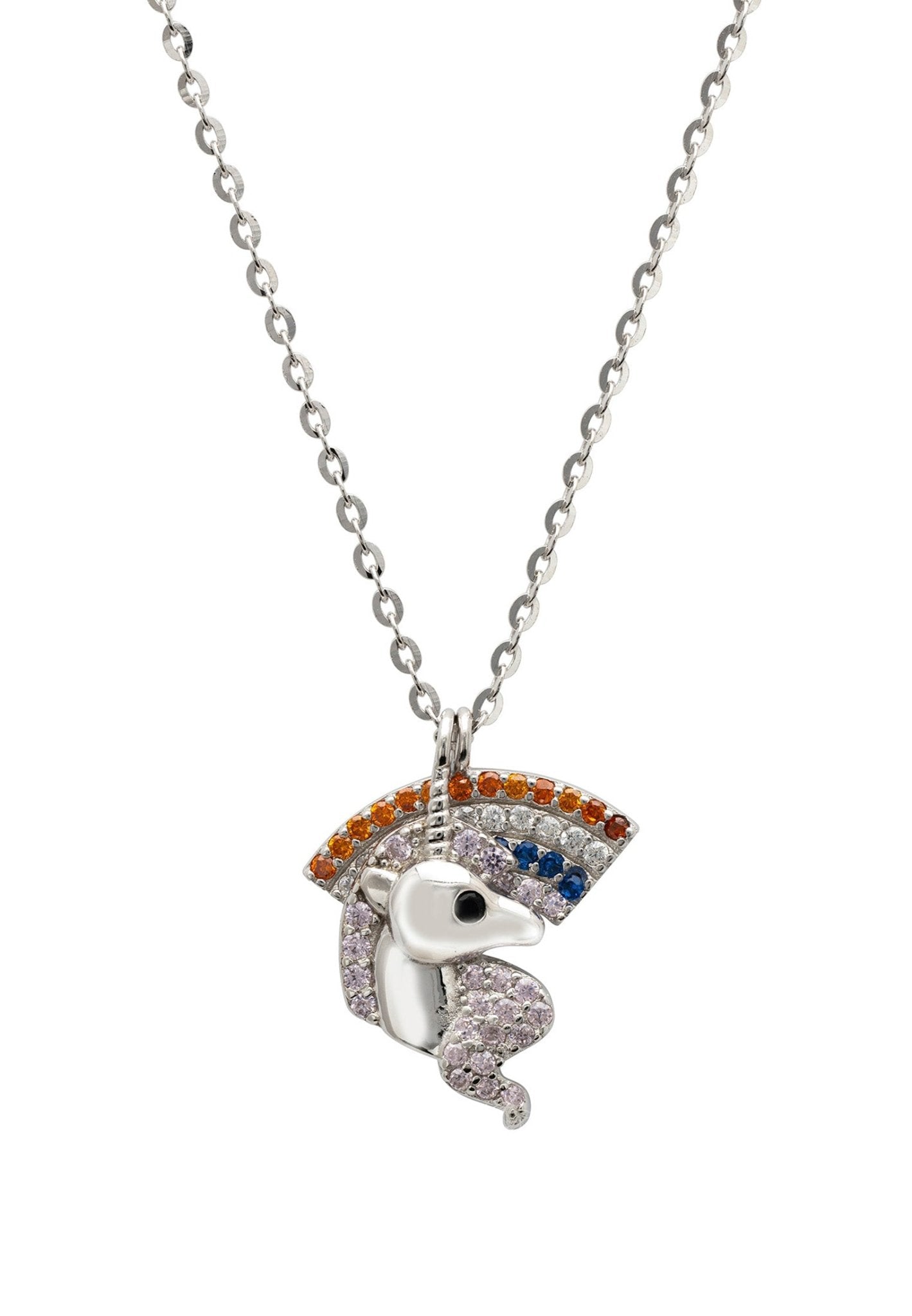 Unicorn And Rainbow Necklace Silver - LATELITA Necklaces