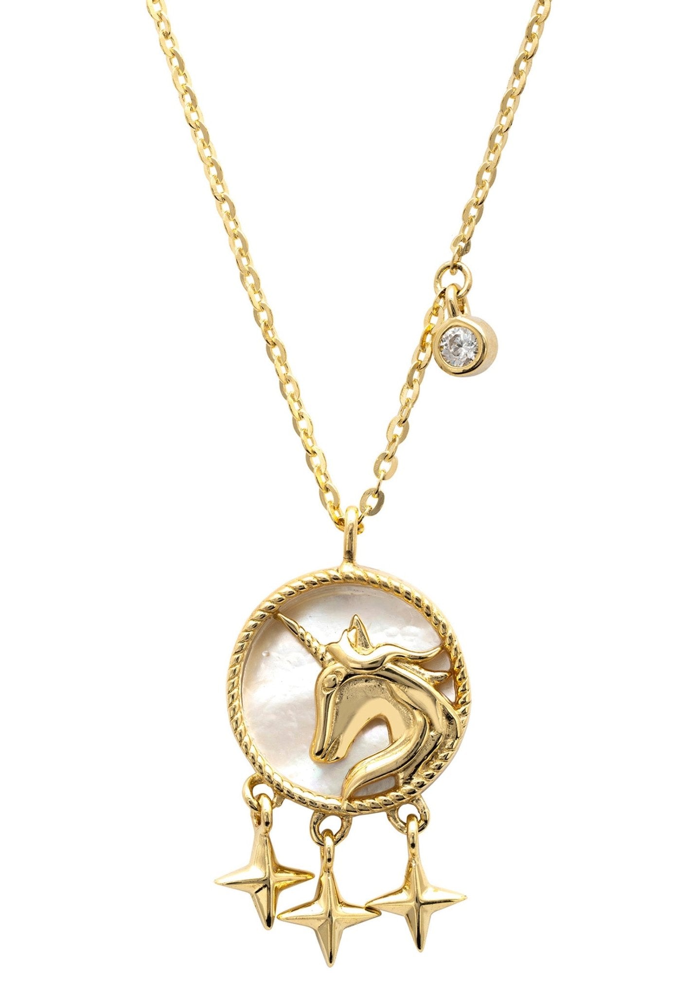 Unicorn Mother Of Pearl Star Necklace Gold - LATELITA Necklaces