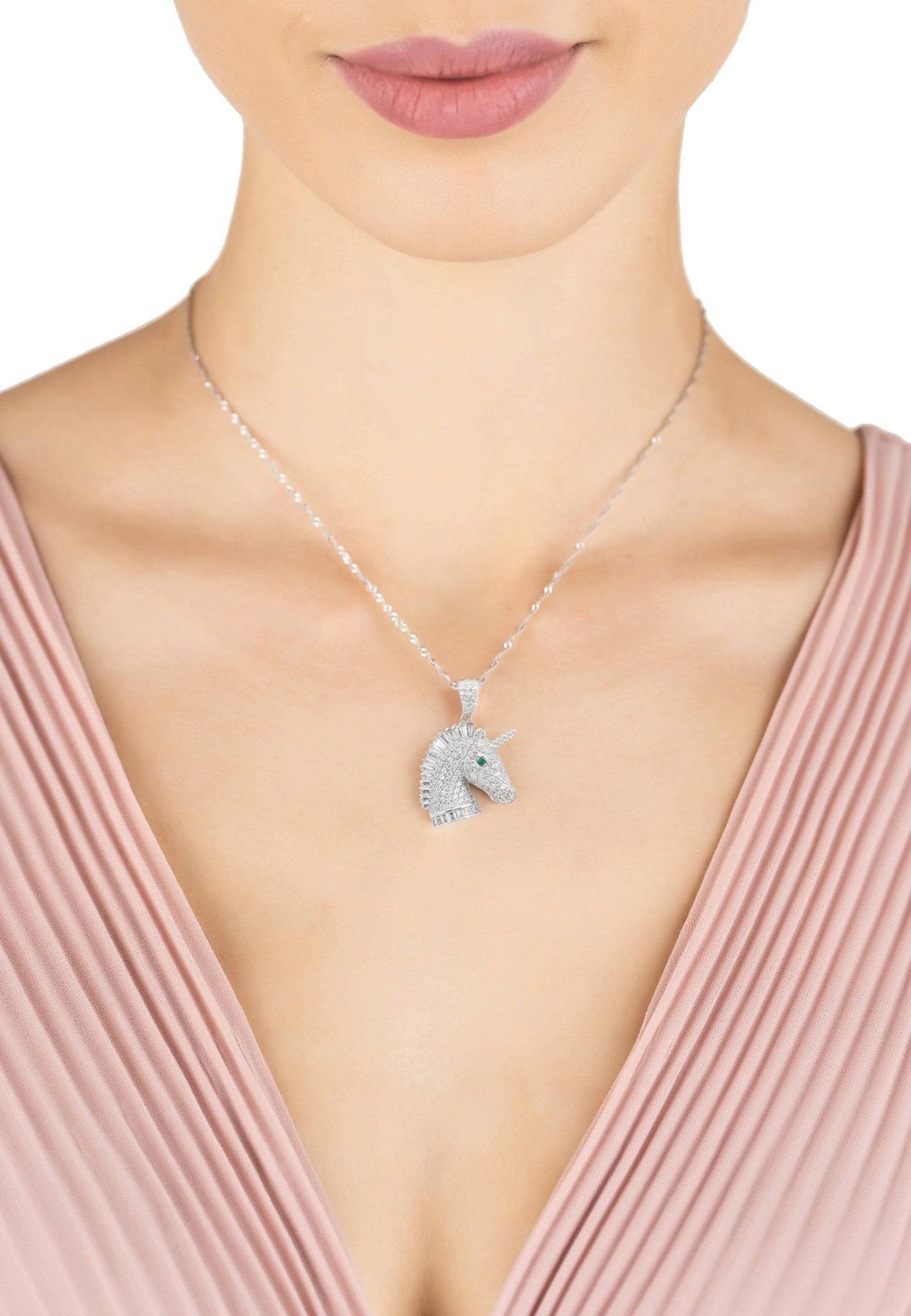Unicorn Sparkling Pendant Necklace Silver - LATELITA Necklaces