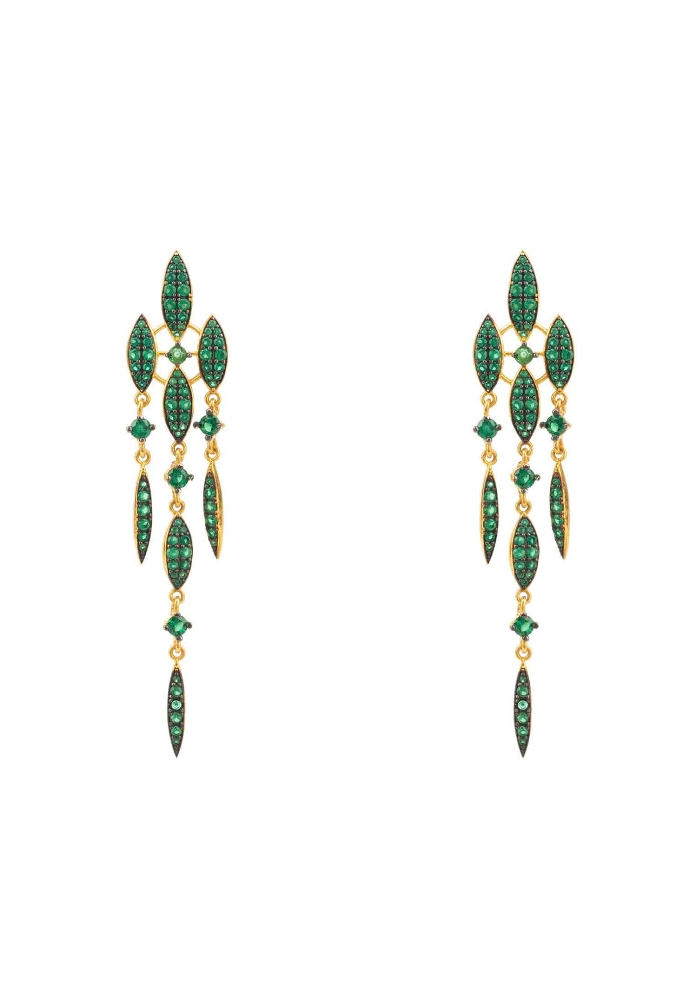 Valencia Statement Drop Earring Emerald Green Cz Gold - LATELITA Earrings