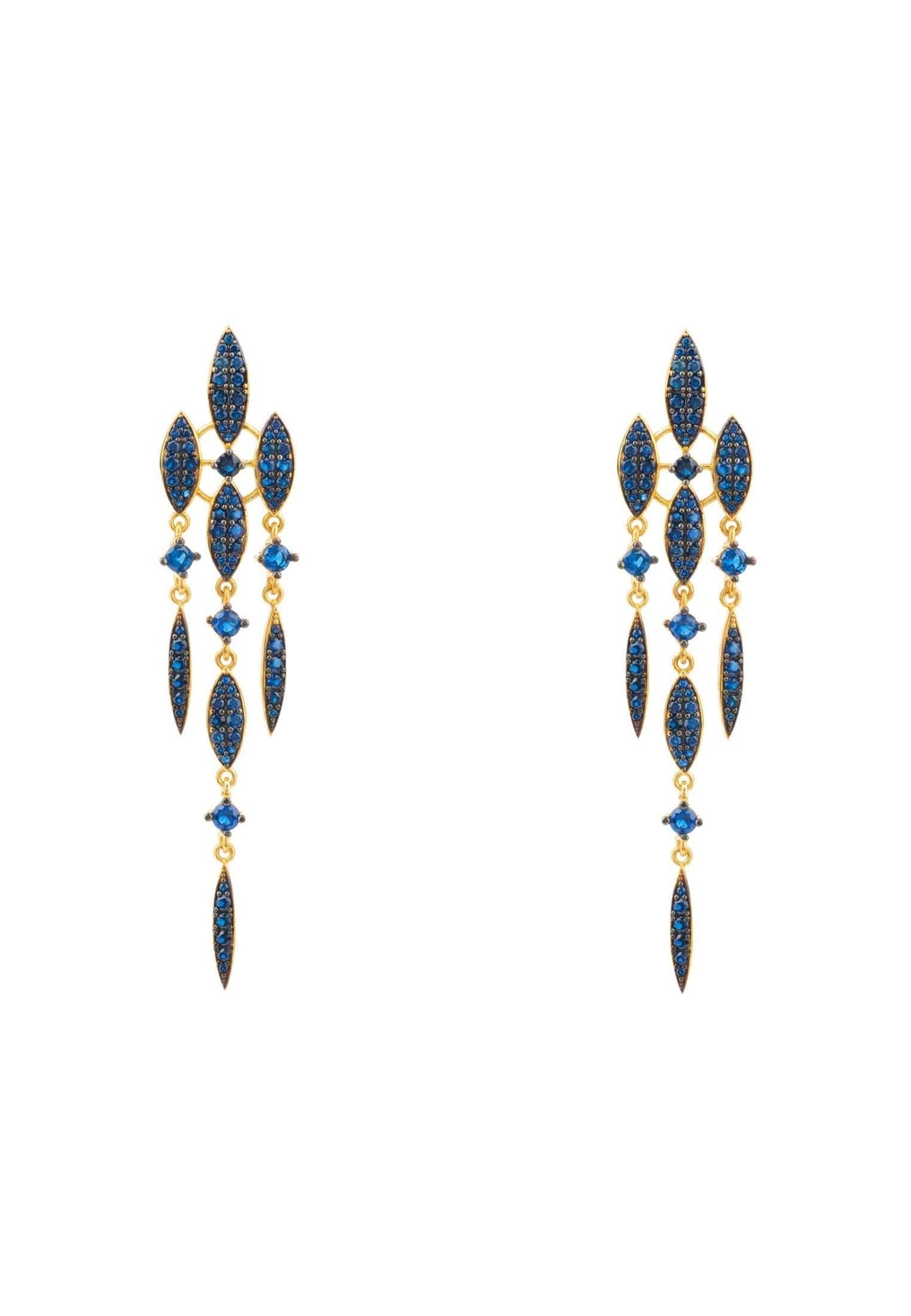 Valencia Statement Drop Earring Sapphire Blue Cz Gold - LATELITA Earrings