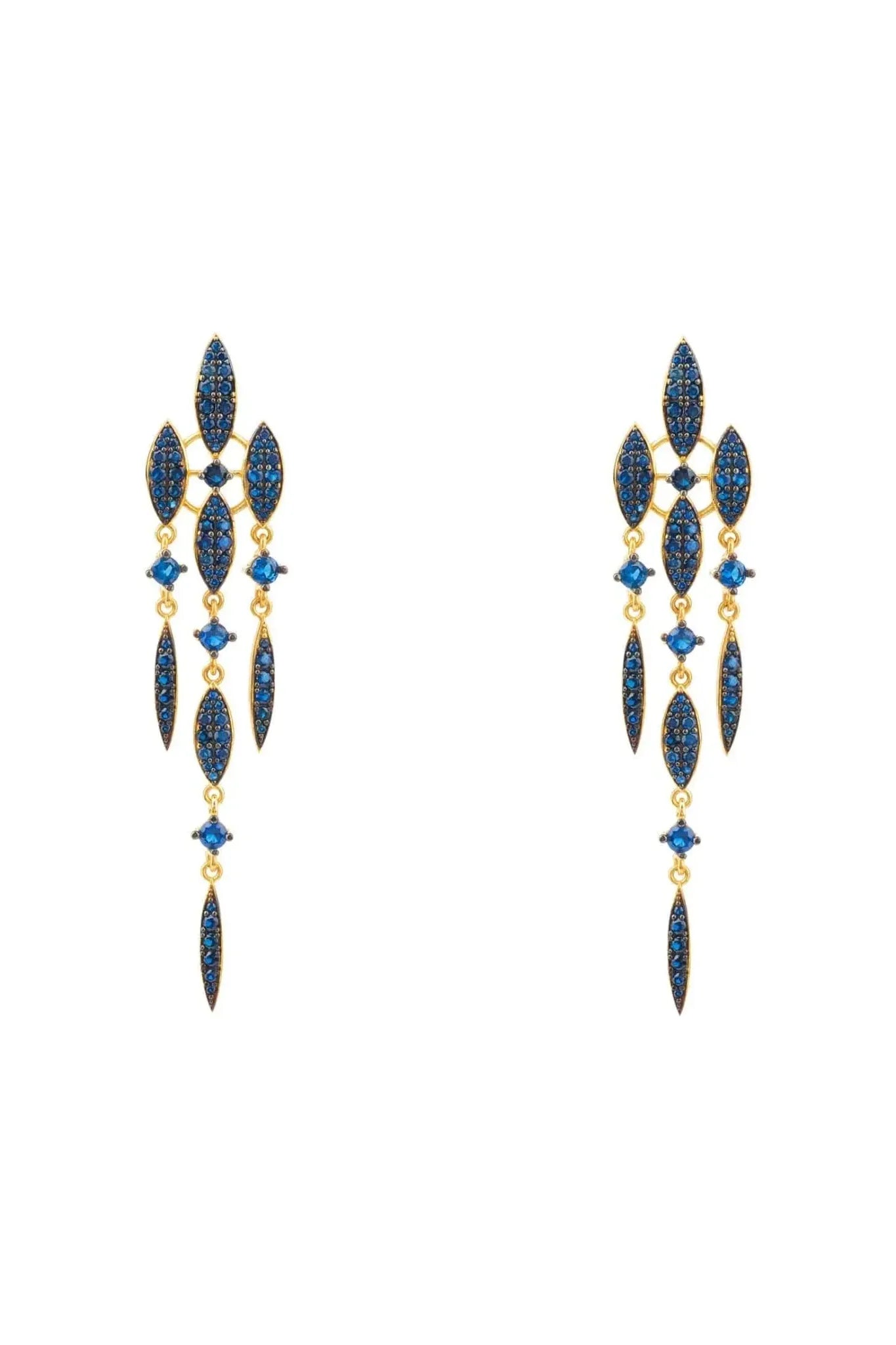 Valencia Statement Drop Earring Sapphire Blue Cz Gold - LATELITA Earrings