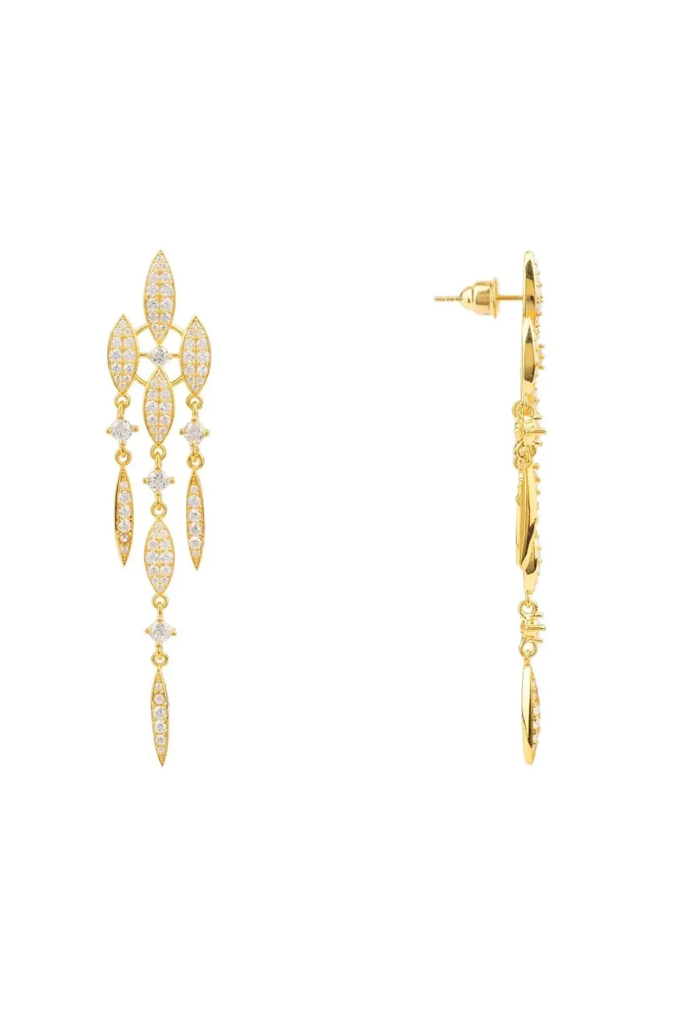 Valencia Statement Drop Earring White Cz Gold - LATELITA Earrings
