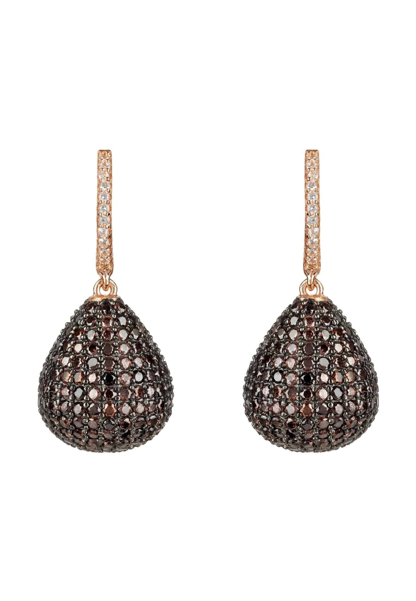 Valerie Pear Drop Gemstone Earring Rosegold Chocolate Cz - LATELITA Earrings