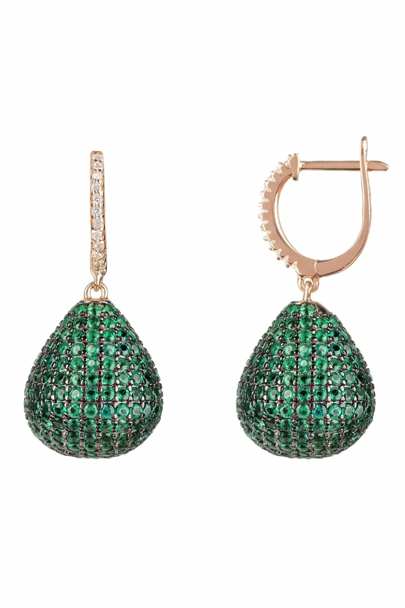 Valerie Pear Drop Gemstone Earring Rosegold Emerald Green - LATELITA Earrings