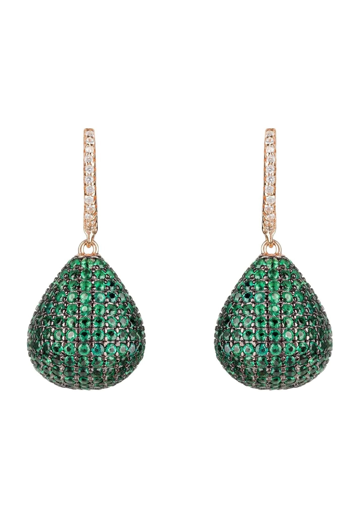 Valerie Pear Drop Gemstone Earring Rosegold Emerald Green - LATELITA Earrings