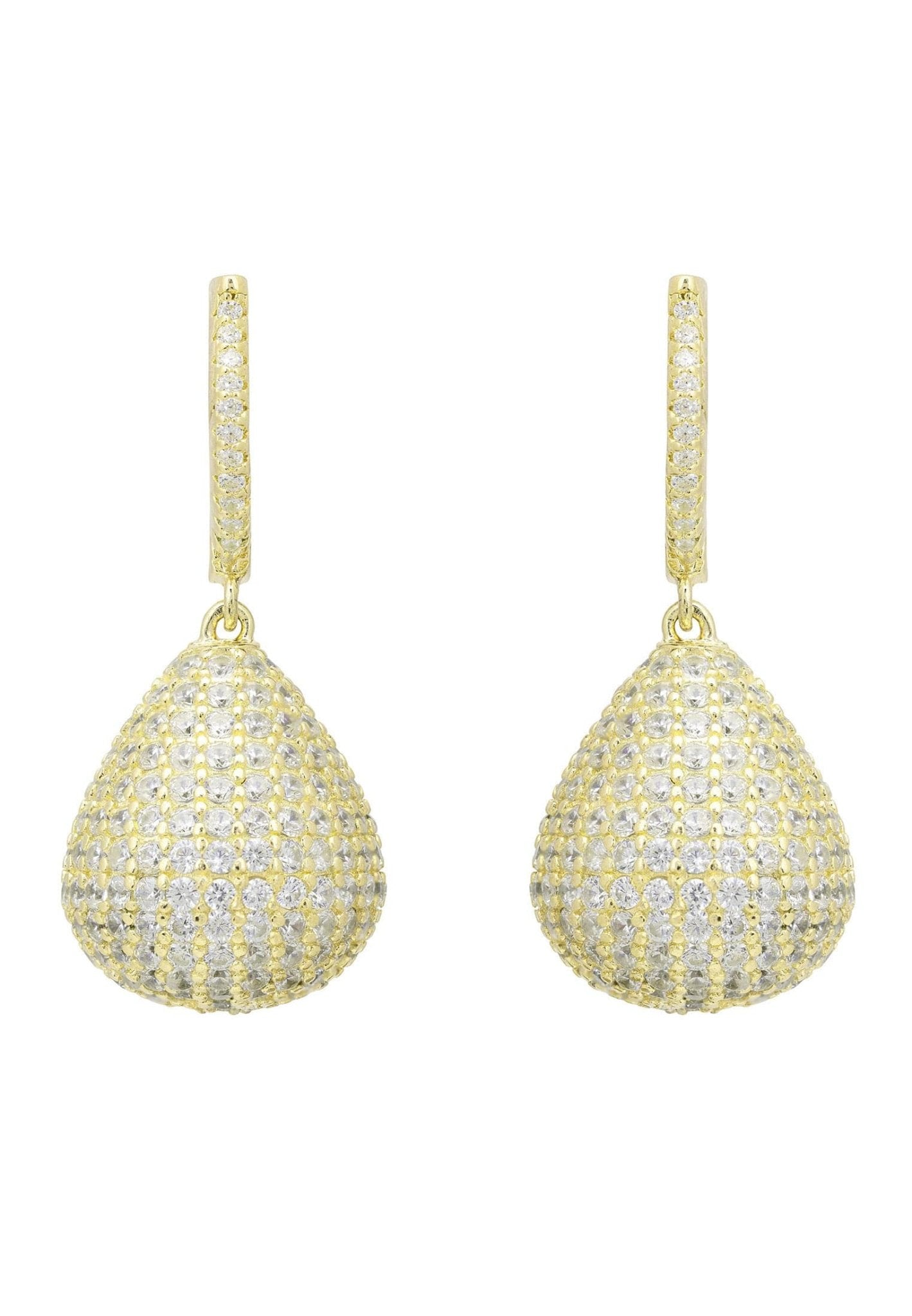 Valerie Pear Drop Gemstone Earrings Gold White Cz