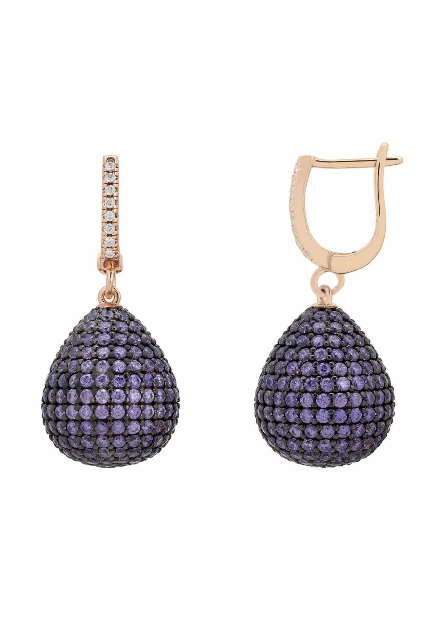Valerie Pear Drop Gemstone Earrings Rosegold Purple Amethyst - LATELITA Earrings