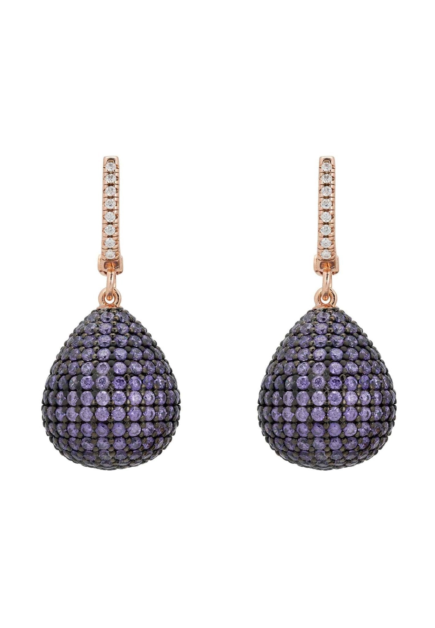 Valerie Pear Drop Gemstone Earrings Rosegold Purple Amethyst