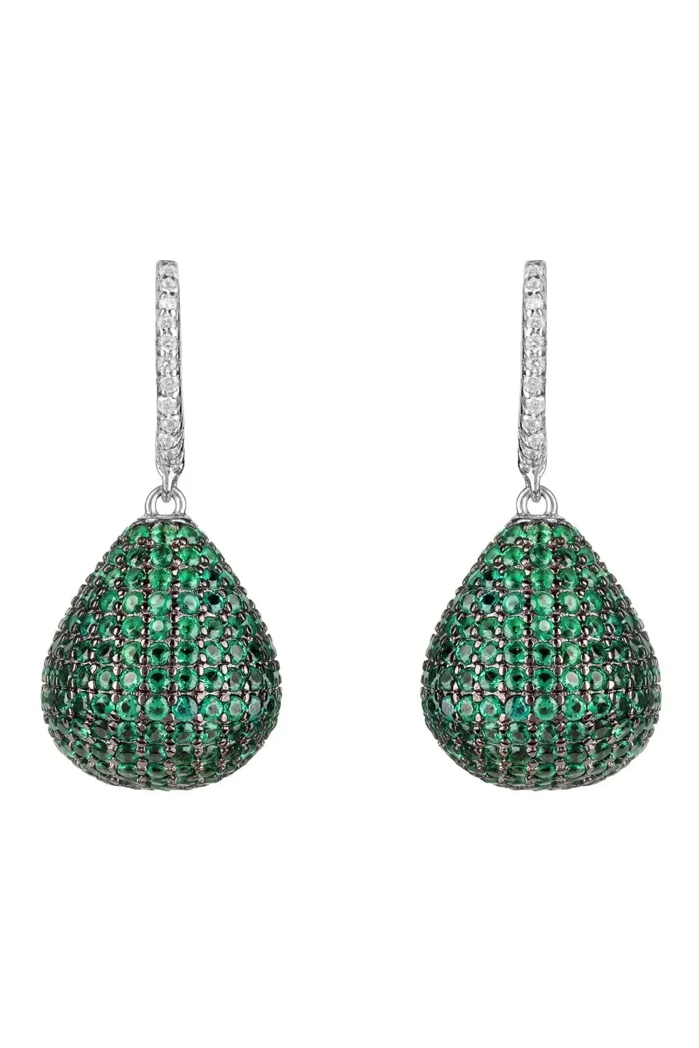 Valerie Pear Drop Gemstone Earrings Silver Emerald - LATELITA Earrings