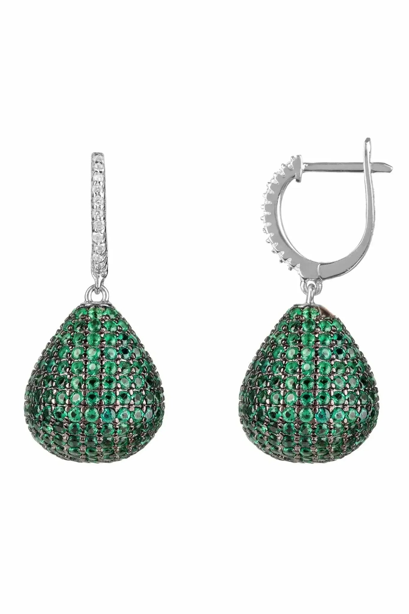 Valerie Pear Drop Gemstone Earrings Silver Emerald - LATELITA Earrings