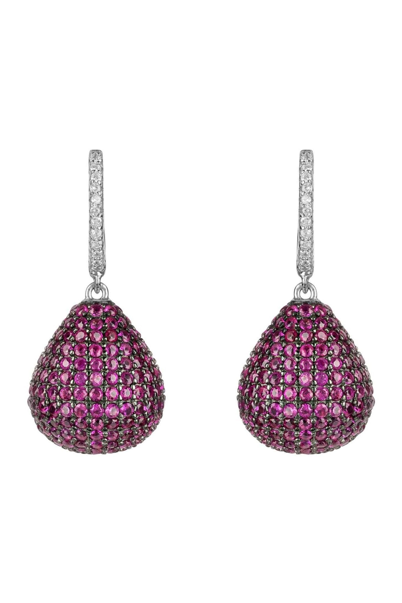 Valerie Pear Drop Gemstone Earrings Silver Ruby - LATELITA Earrings